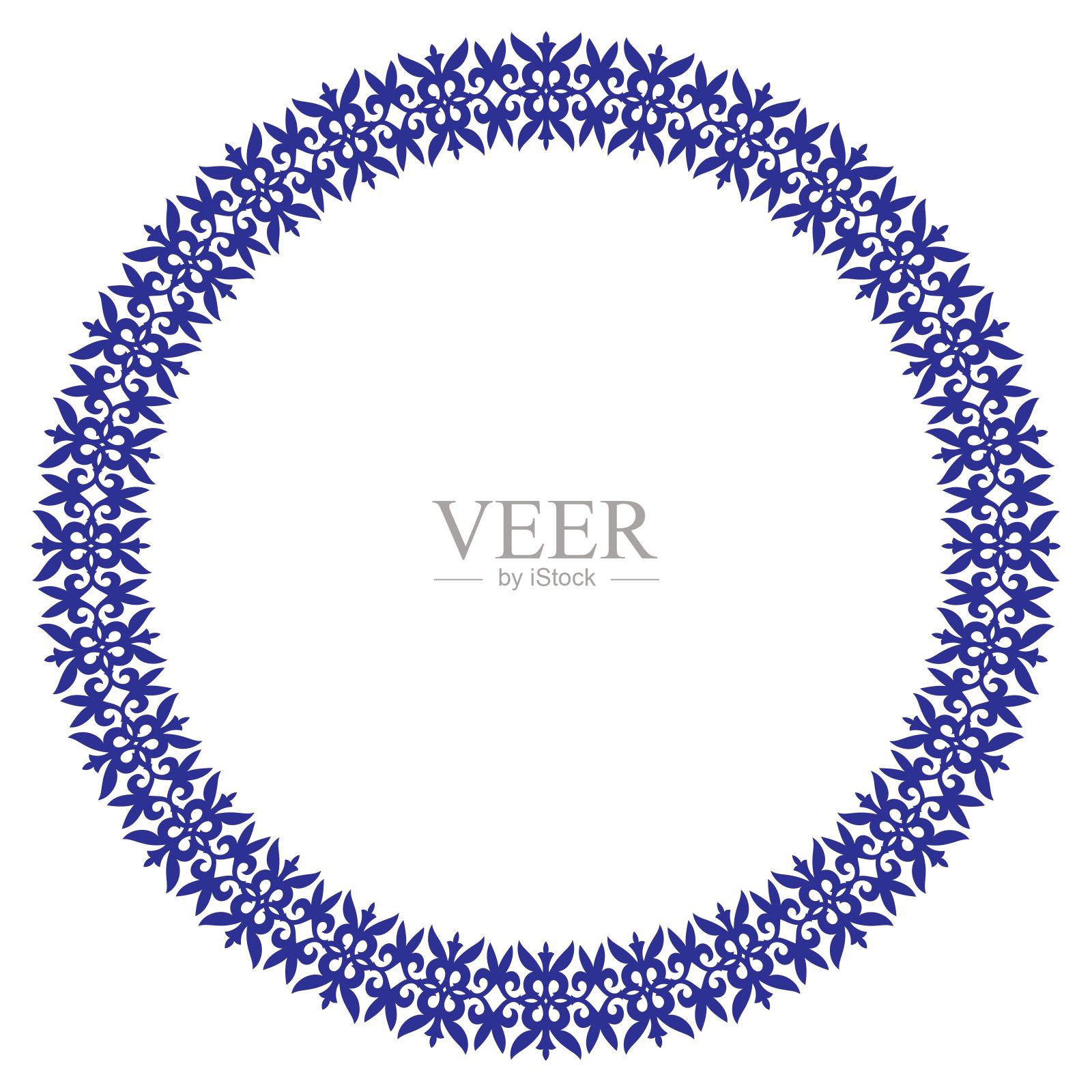 圆形单色框架，工件为您设计。国家圆形图案，框架。哈萨克族、吉尔吉斯族、乌兹别克族、蒙古族等亚洲民族的装饰元素，用于板材、纺织品及印花设计。插画图片素材