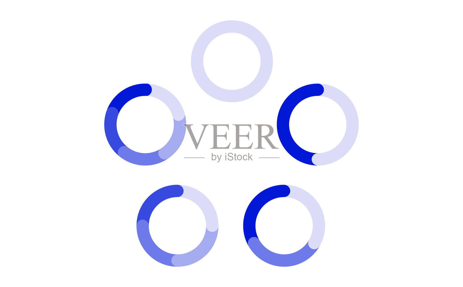 一套亮蓝色的圆形流程图插画图片素材