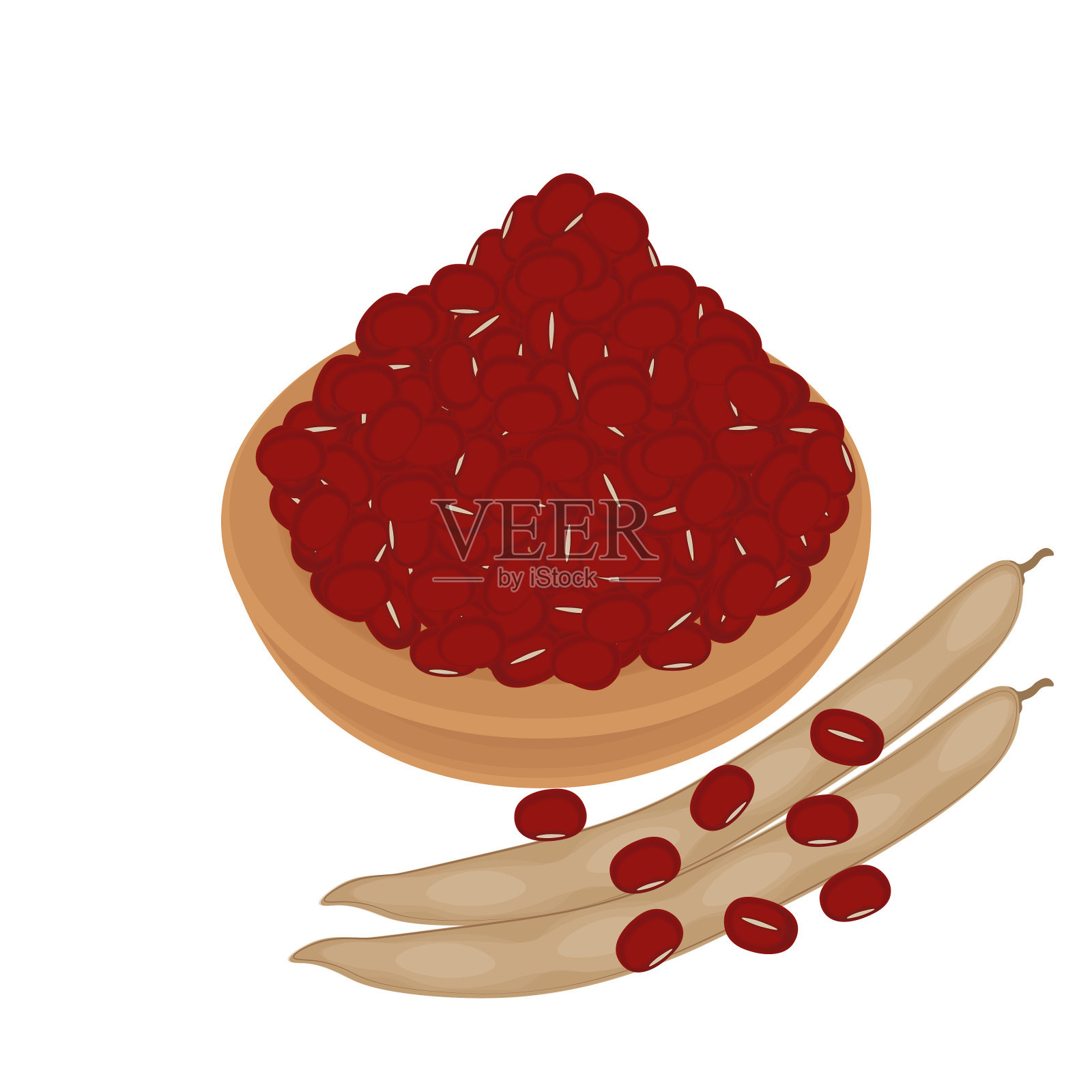 红小豆或红小豆堆插画图片素材