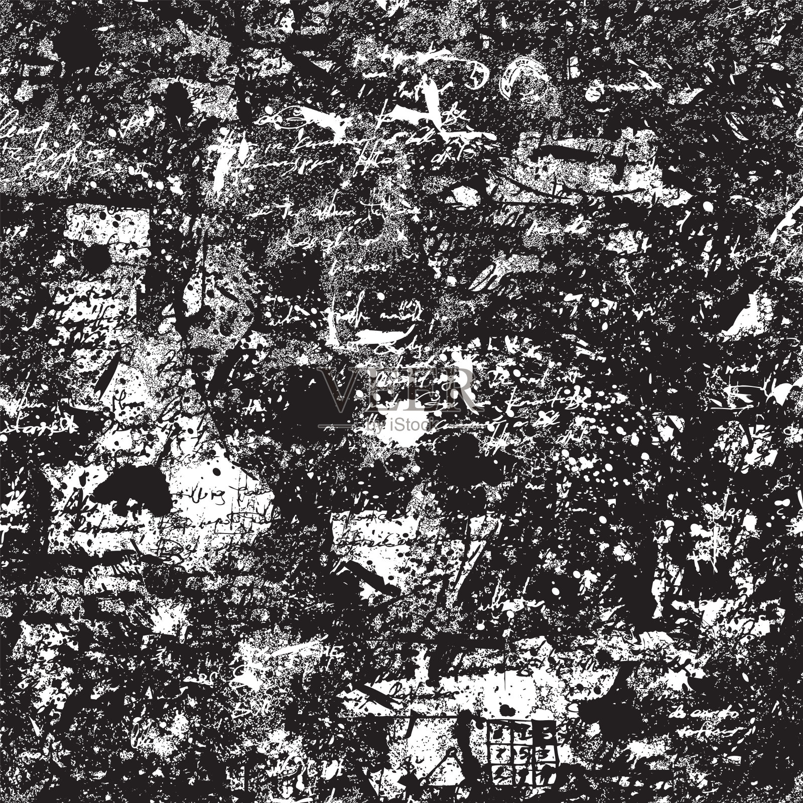 无缝图案与手写文字在垃圾风格插画图片素材