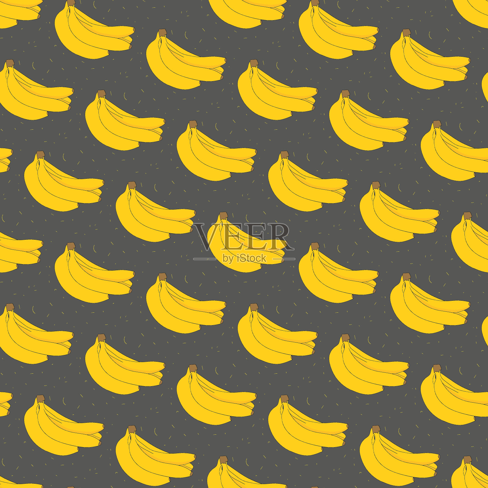黄色香蕉手绘的无缝背景插画图片素材