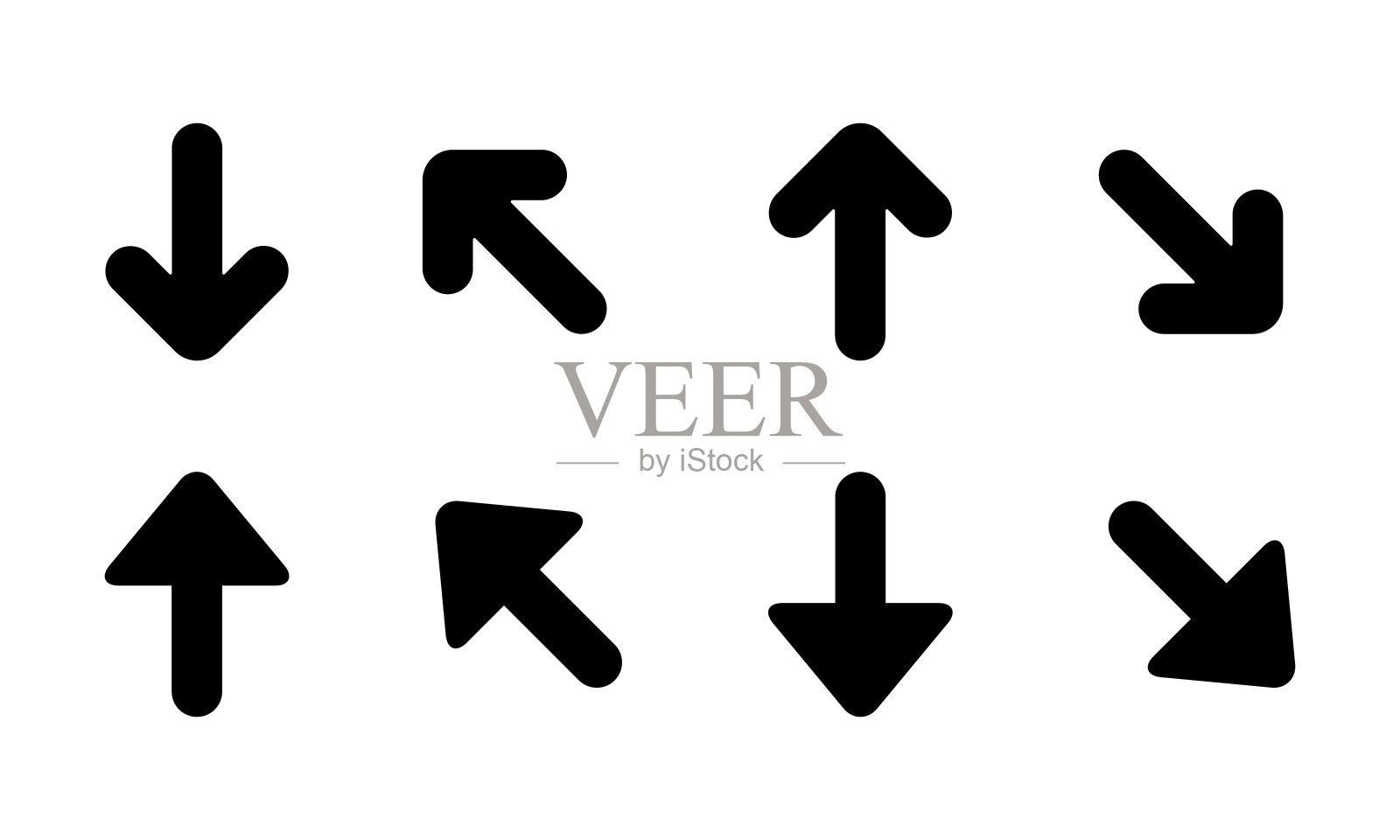 向上和向下箭头图标设置为通用样式。上下方向符号插画图片素材