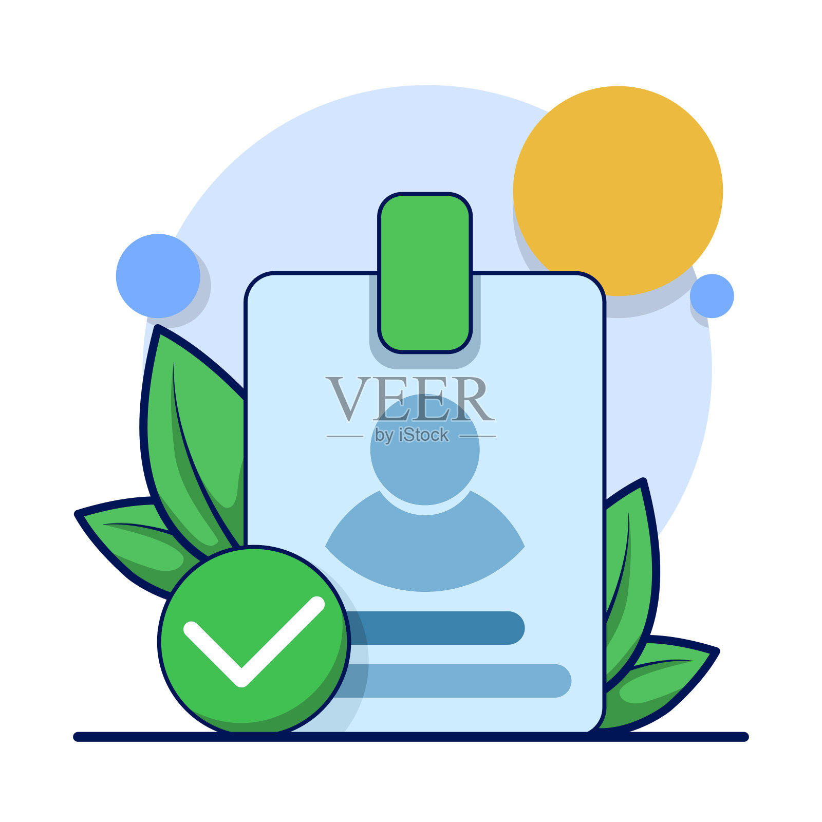 成功登录的概念。账户已注册，id卡配置文件已验证，账户已使用密码保护，登录页面，ui，信息图表，图标的现代图形元素。插画图片素材