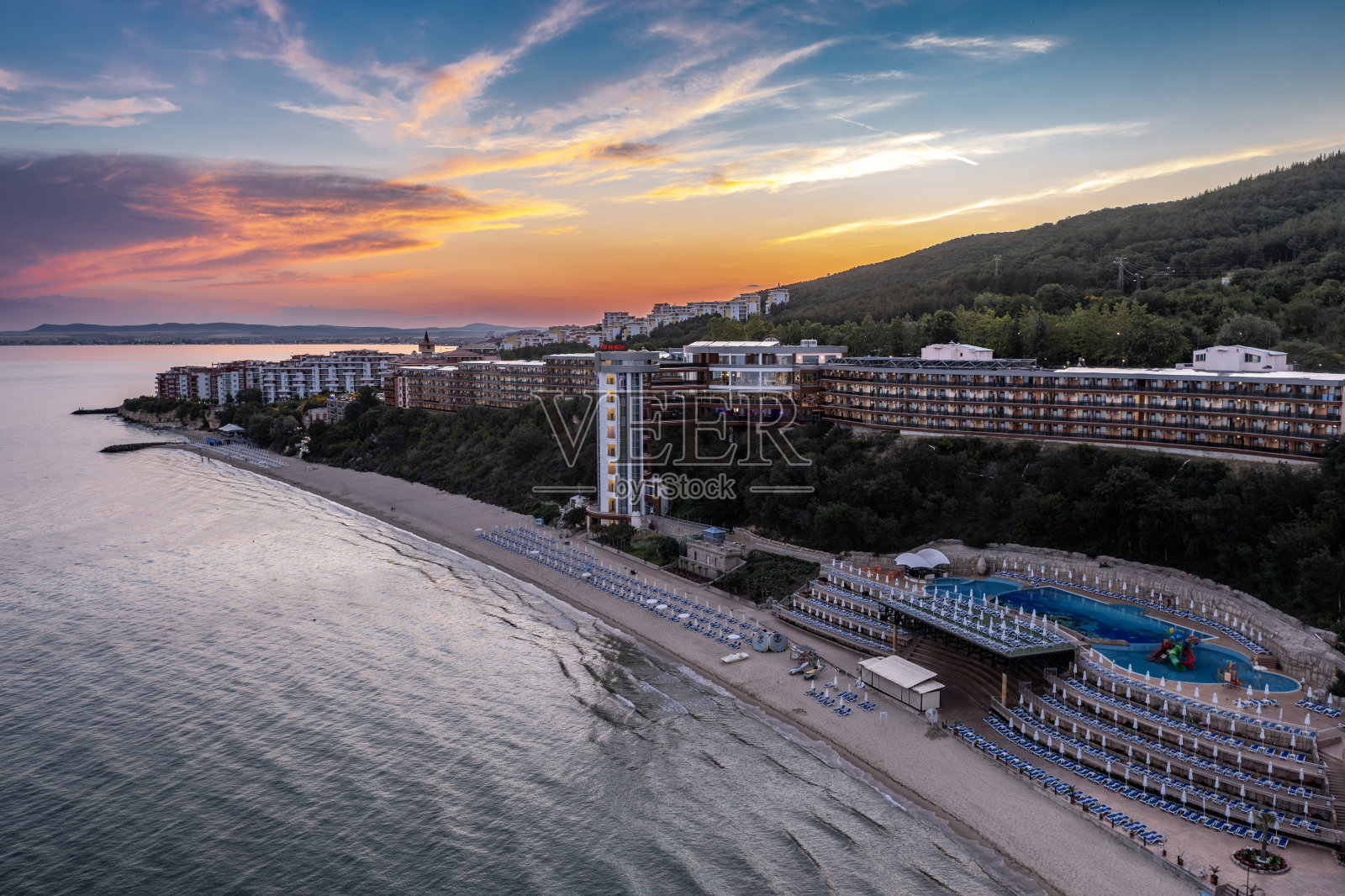 豪华酒店天堂海滩在黑海在保加利亚照片摄影图片