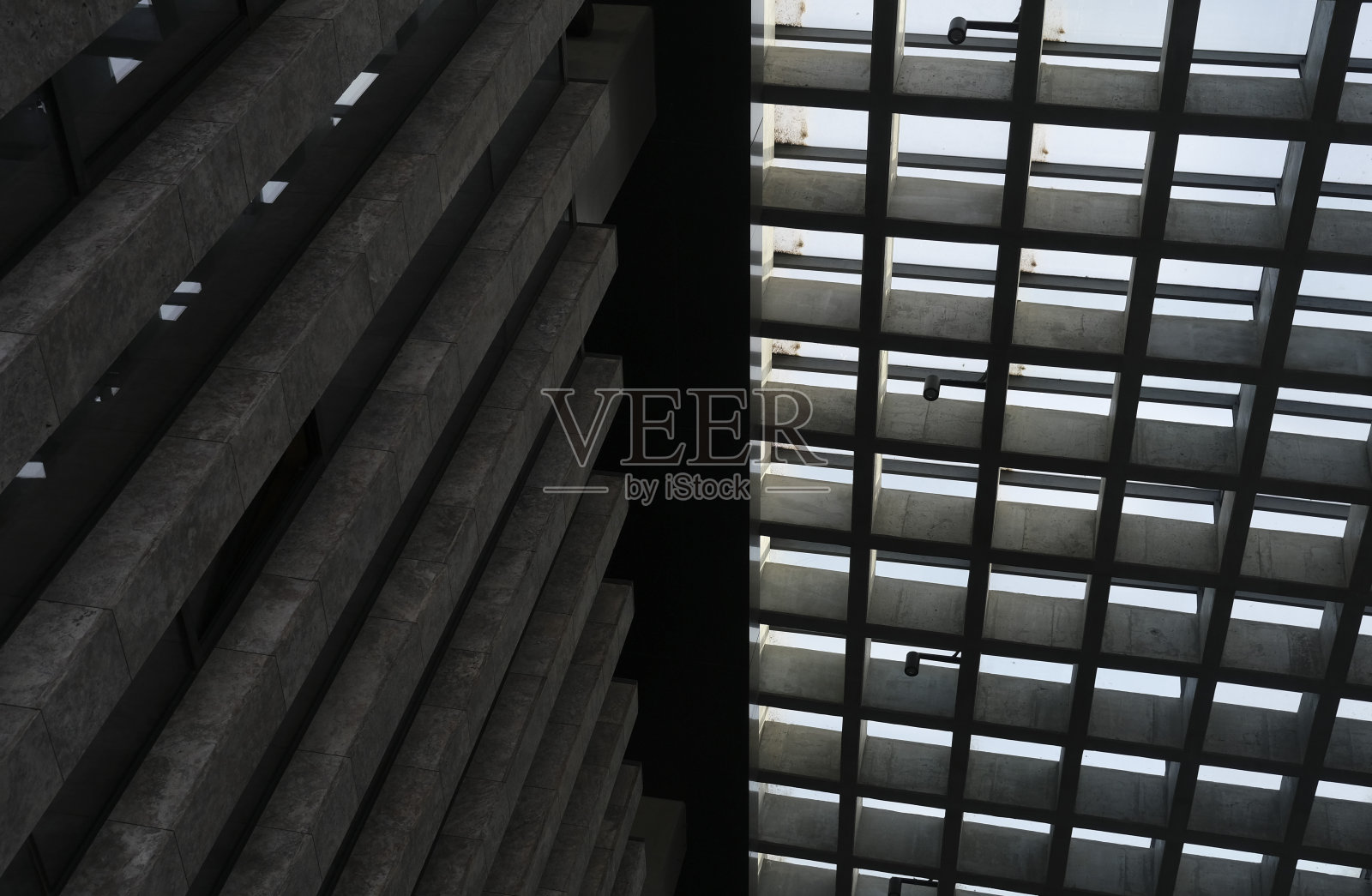 建筑元素显示天花板窗户和网格结构照片摄影图片