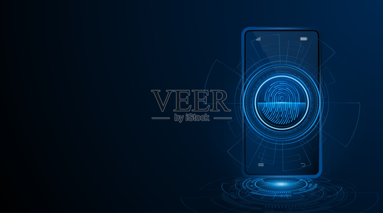 指纹扫描仪用于智能手机安全和网络数据保护和隐私插画图片素材