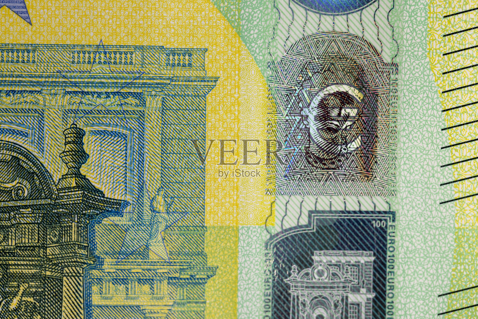 欧盟新样品的百欧元特写照片摄影图片