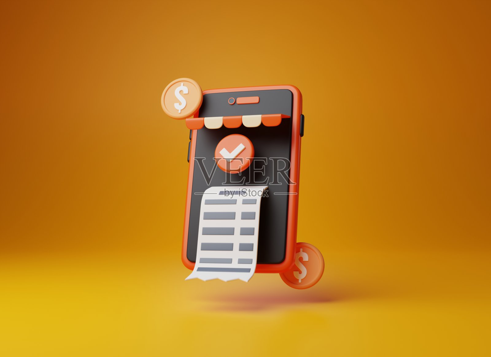 在线金融交易，电子账单和移动支付。3D渲染照片摄影图片