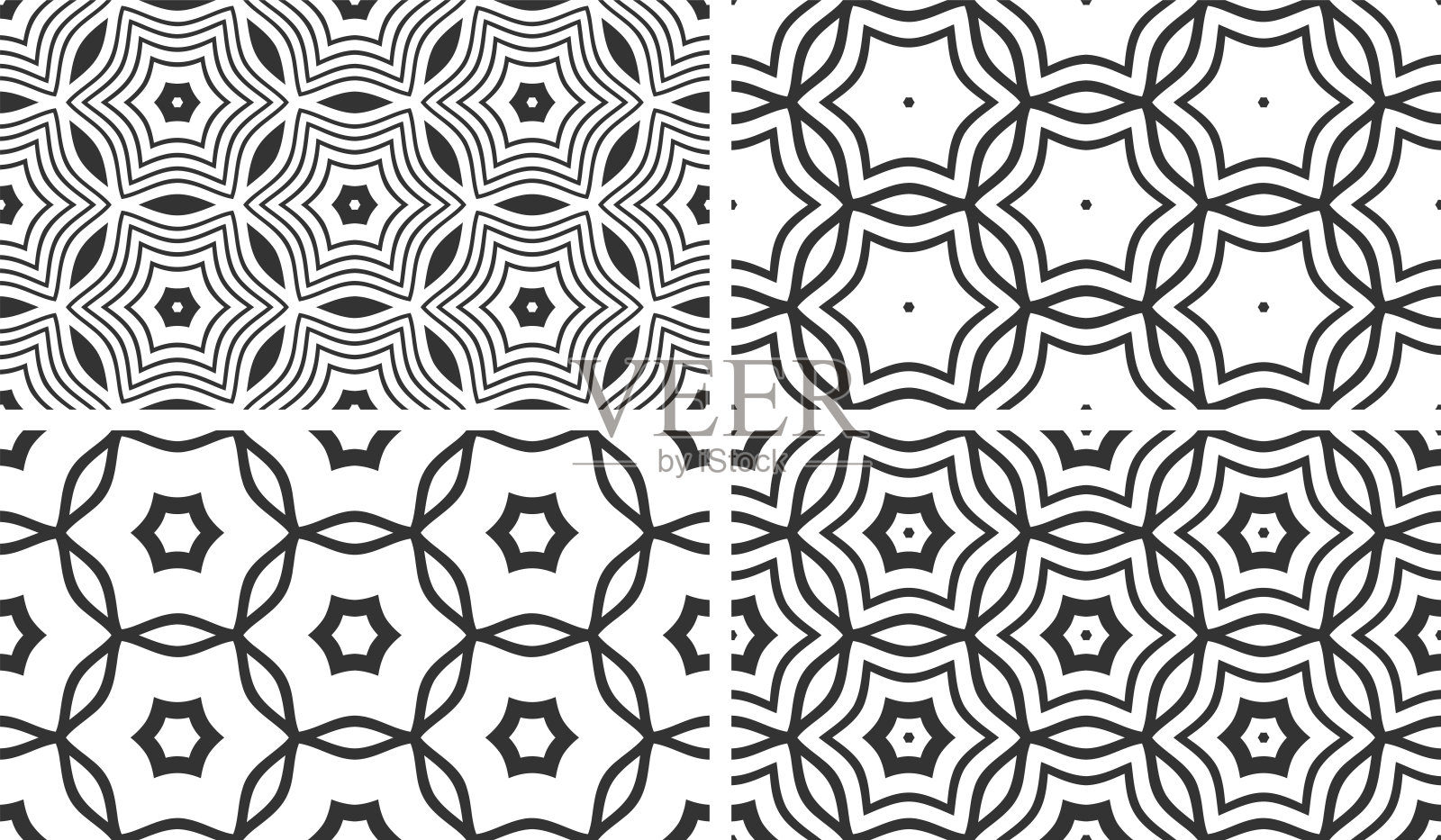 一套无缝的几何图案。插画图片素材