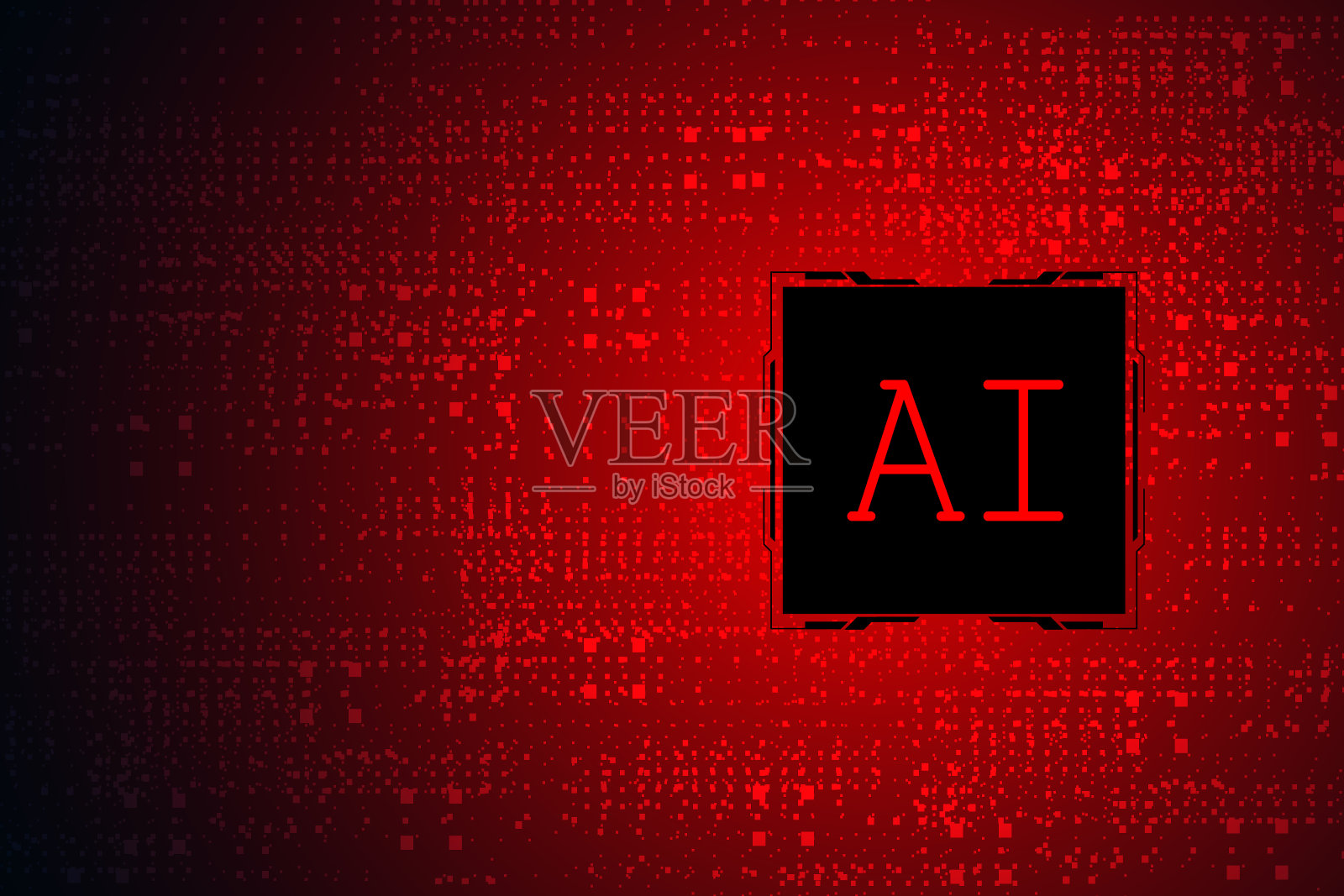 人工智能，电路板上的人工智能芯片组，未来技术概念插画图片素材