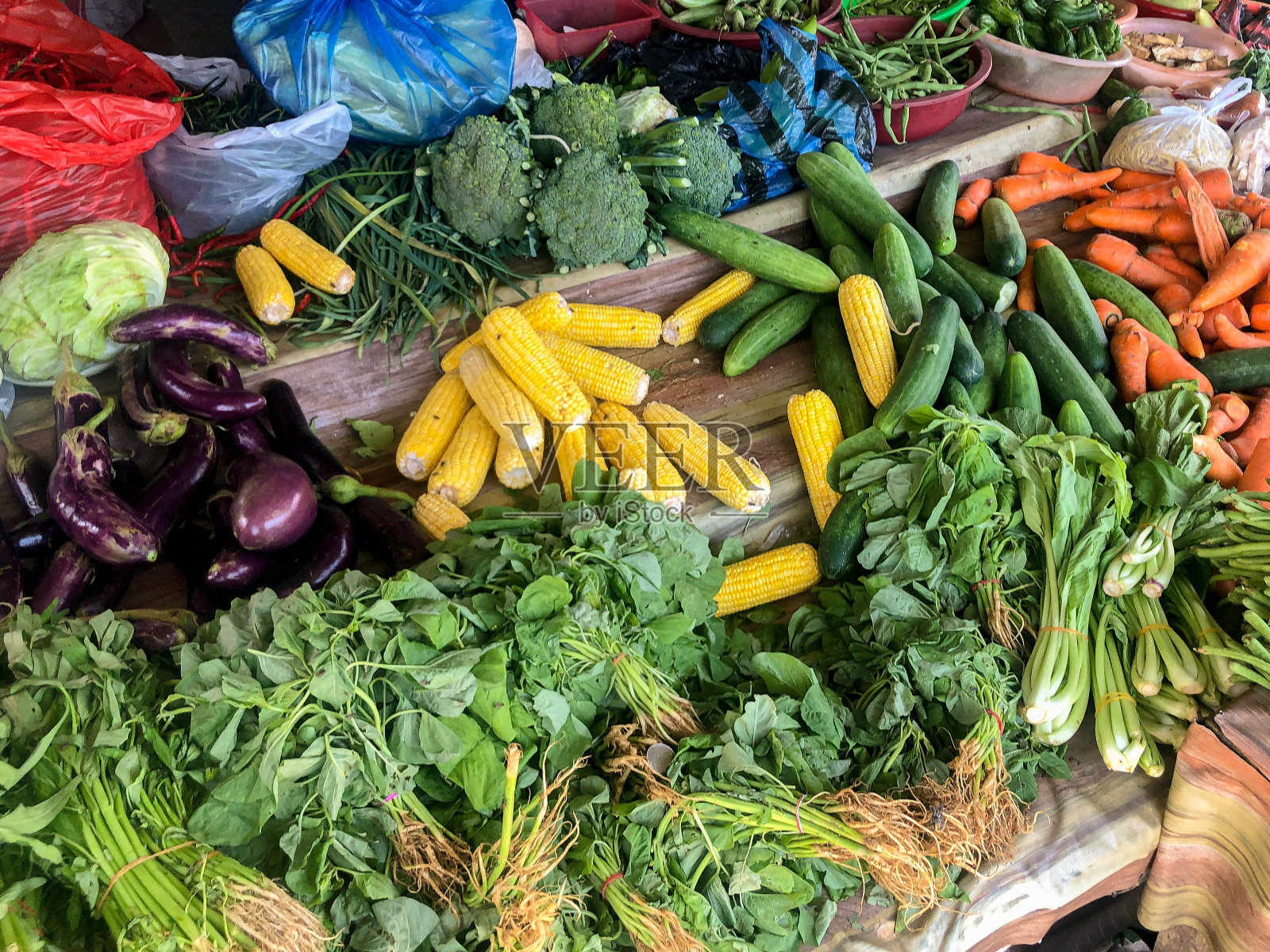 菜花、白菜等蔬菜市场照片摄影图片