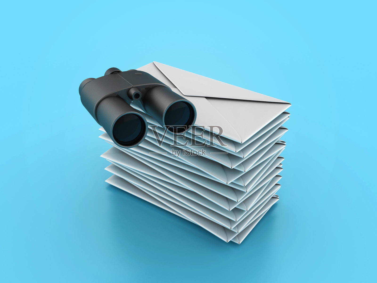 带有信封的3D双筒望远镜照片摄影图片
