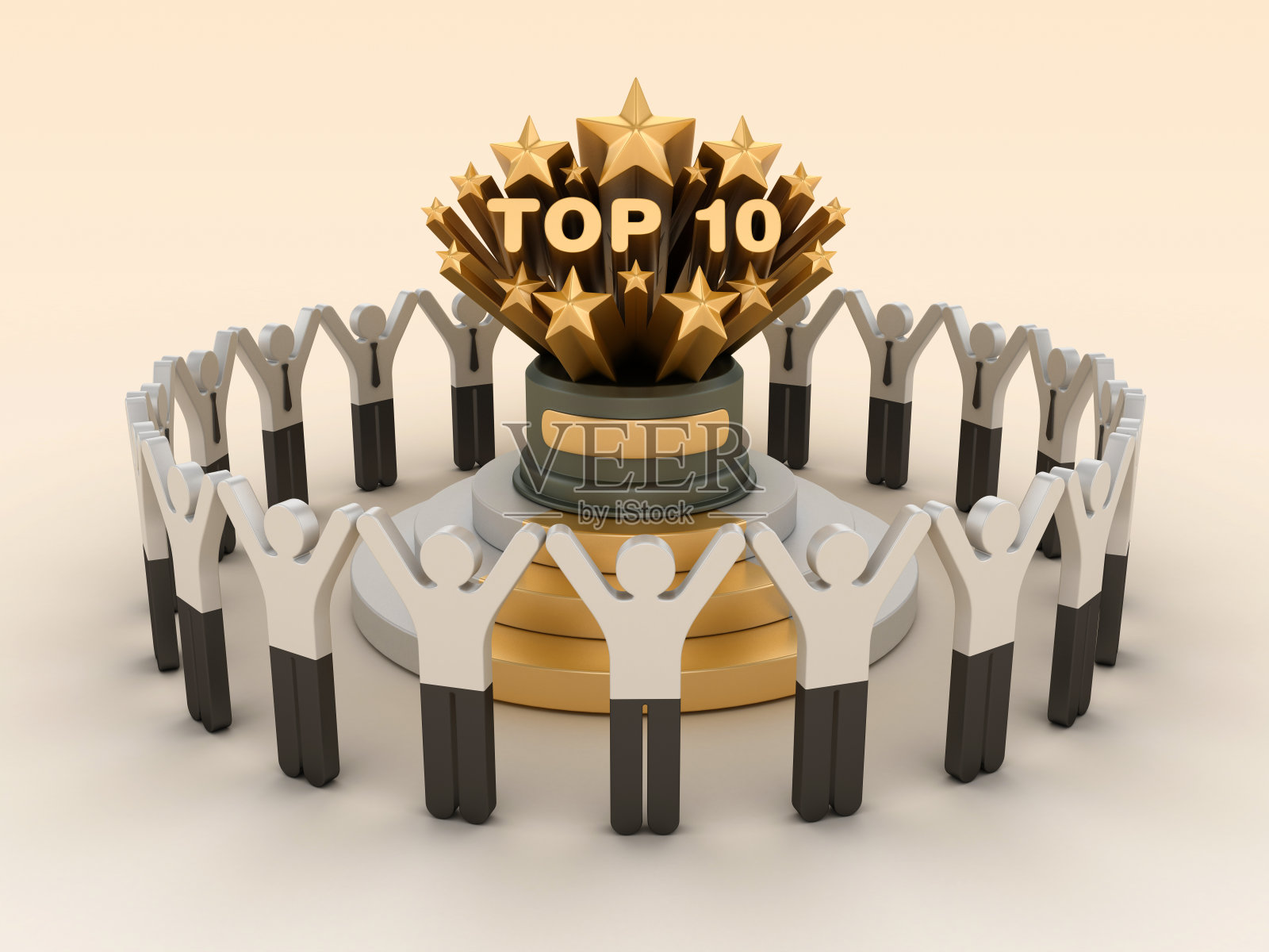 十佳球星奖杯与象形文字的人的团队合作照片摄影图片