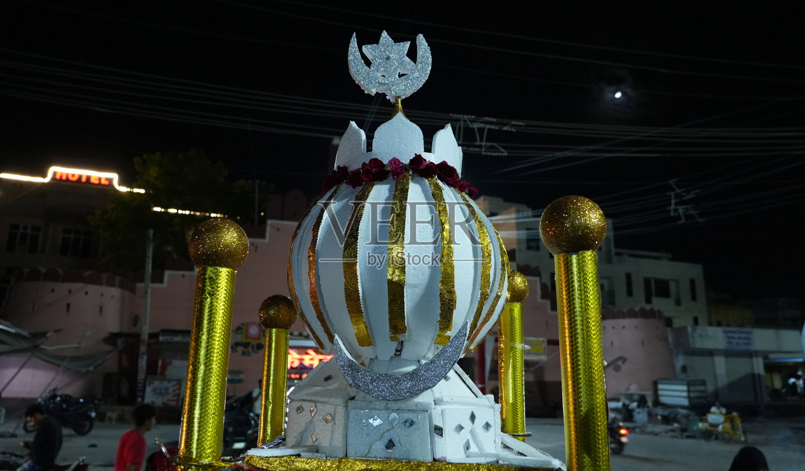 印度拉贾斯坦邦的穆哈兰姆节前夕的曼海蒂照片摄影图片