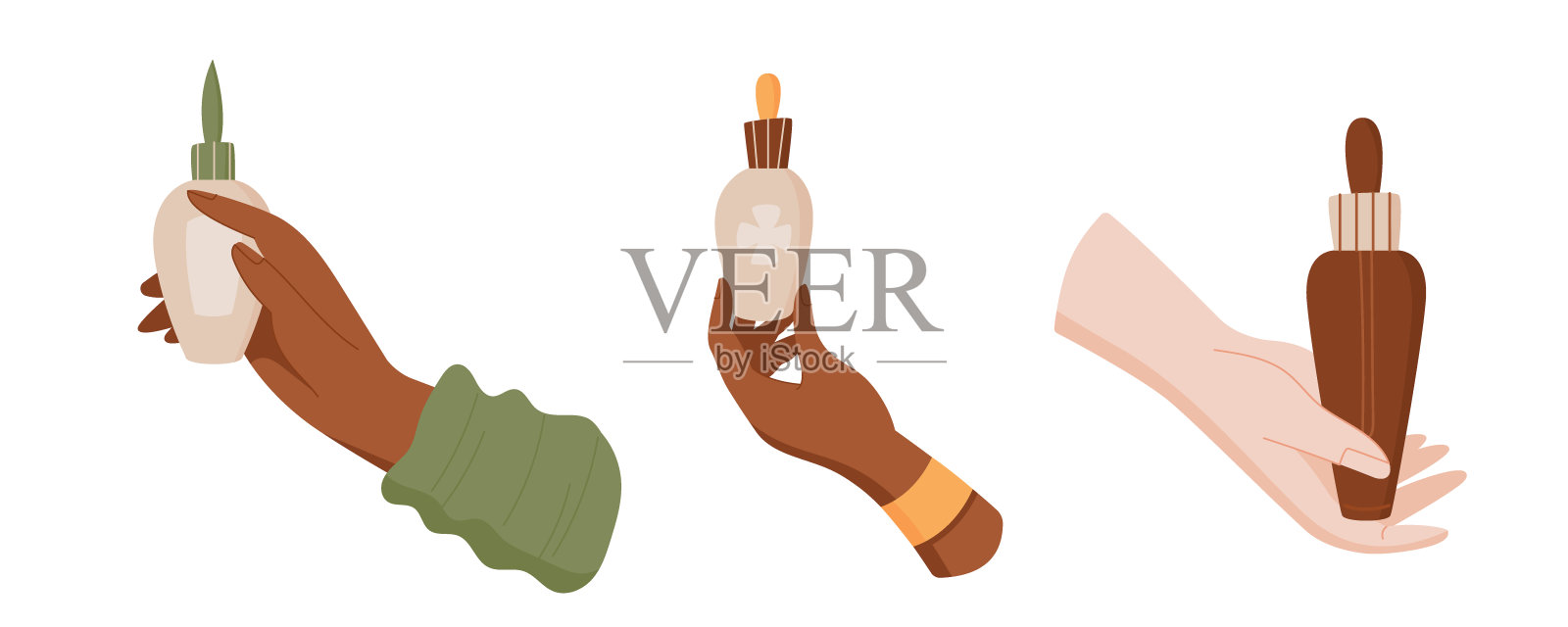 扁平隔离美容膏瓶在手套。插画图片素材