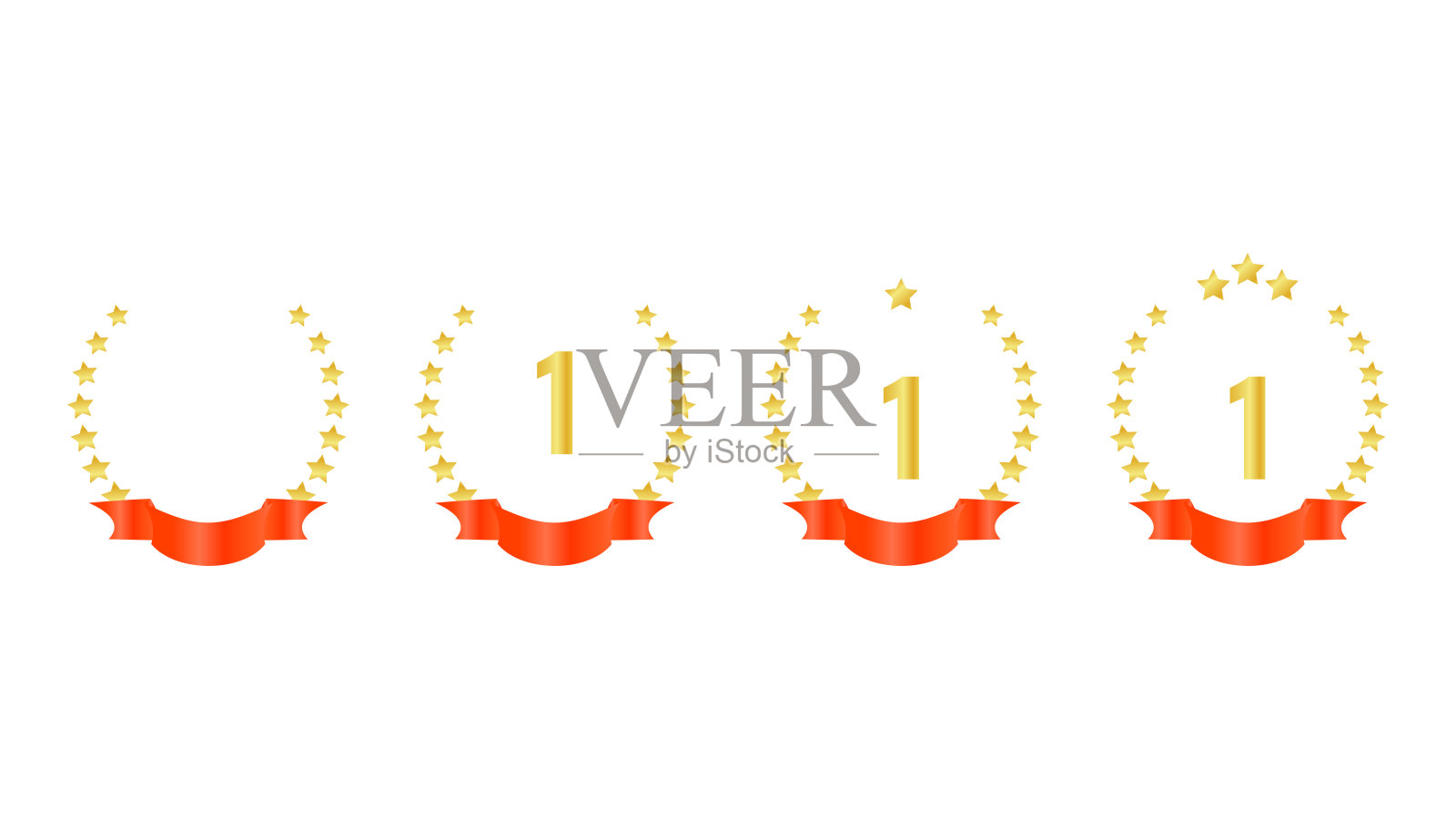 奖绶带冠框架设计元素。插画图片素材