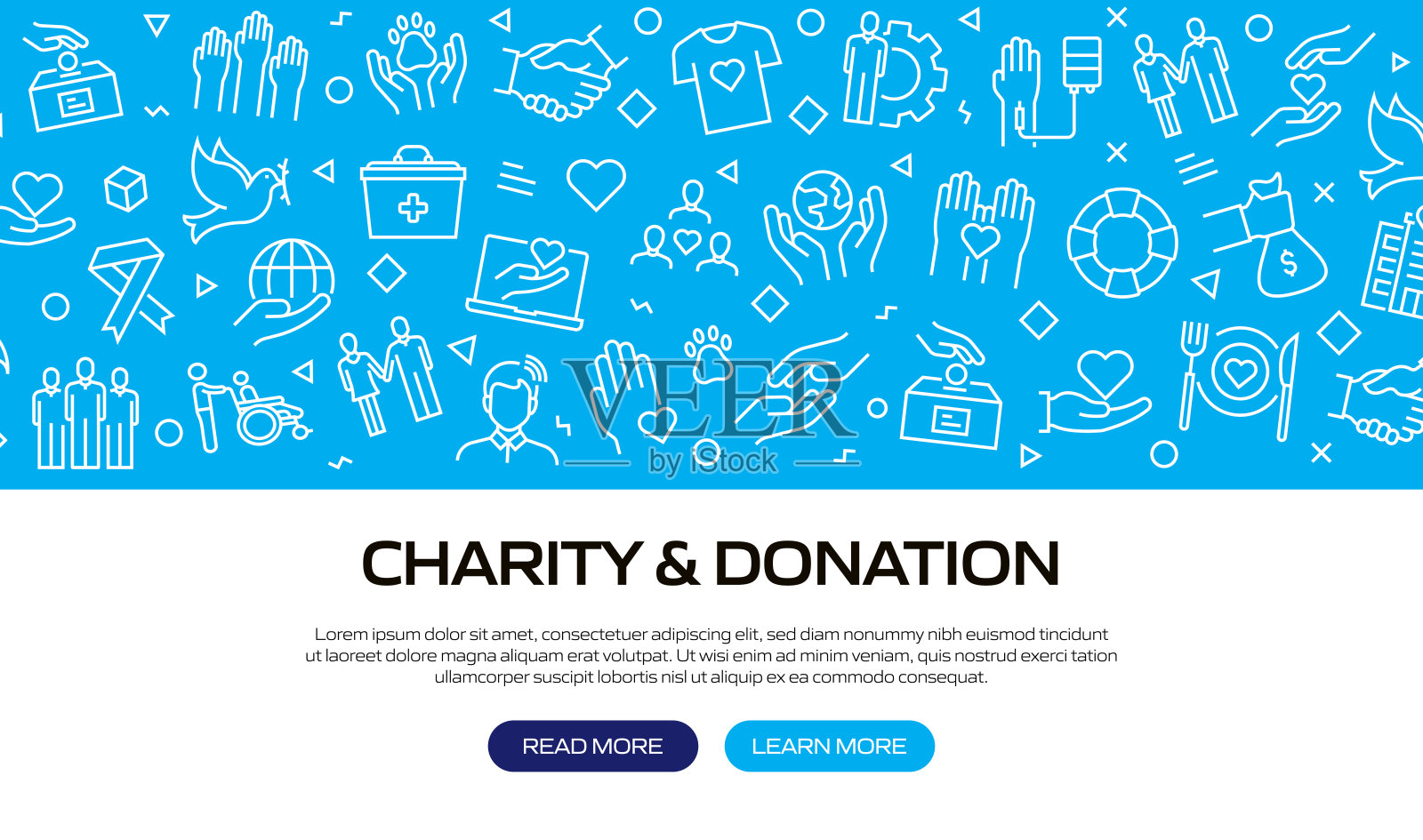 网页、标题、小册子、年报、书皮等慈善及捐赠相关横幅设计插画图片素材