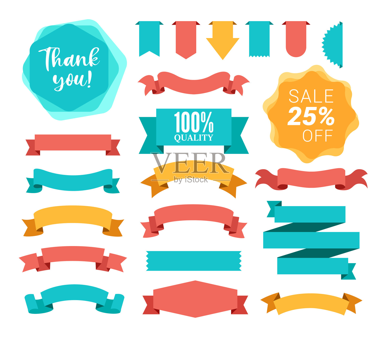 缎带和徽章合集插画图片素材