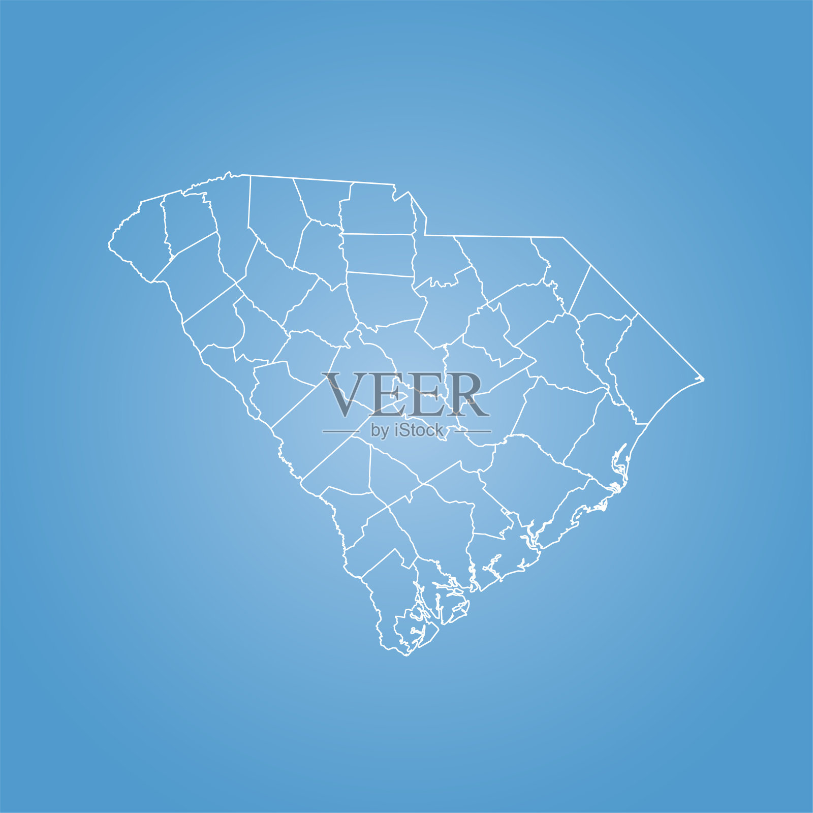 南卡罗来纳州地图插画图片素材