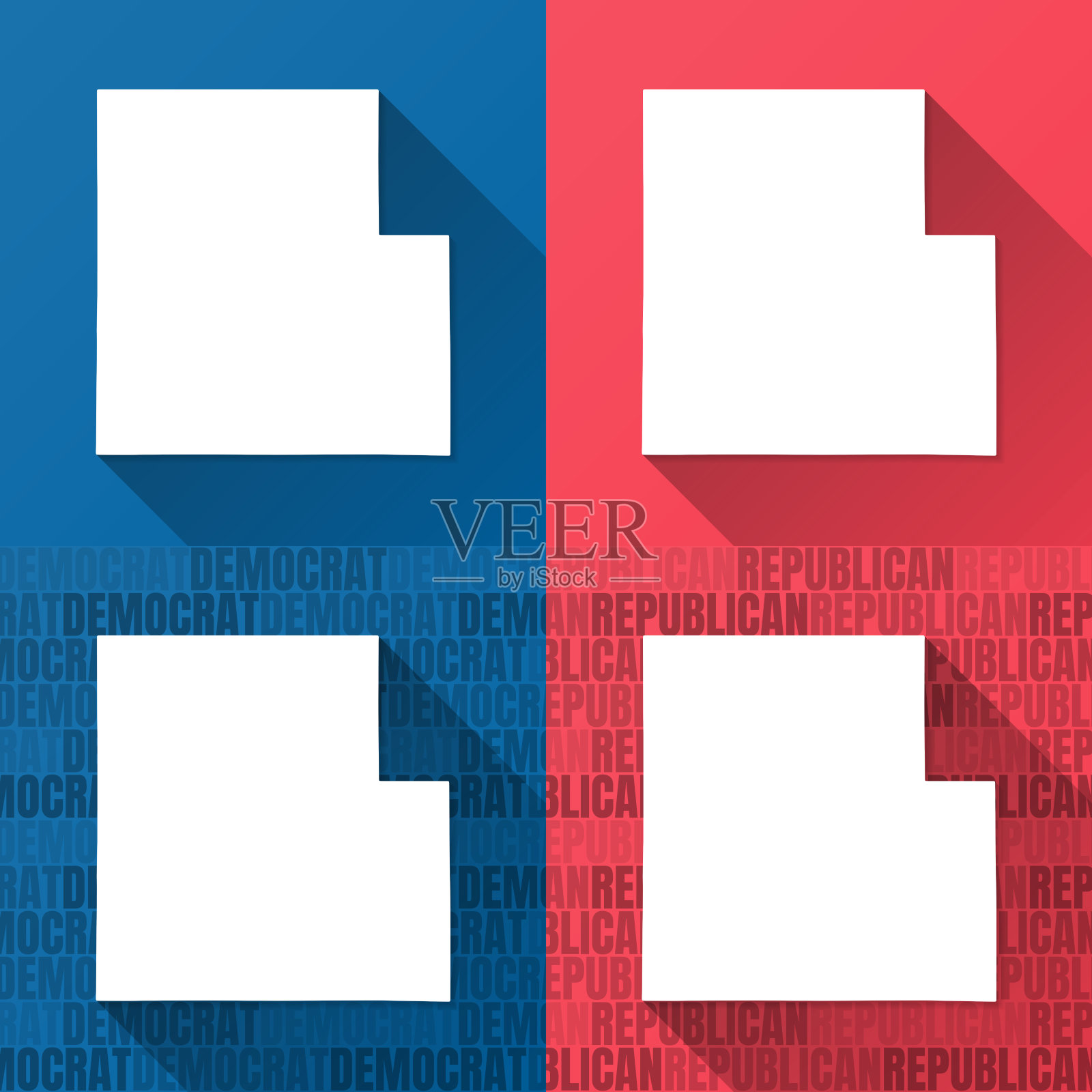 威斯康辛州伍德县。蓝色和红色背景的地图插画图片素材