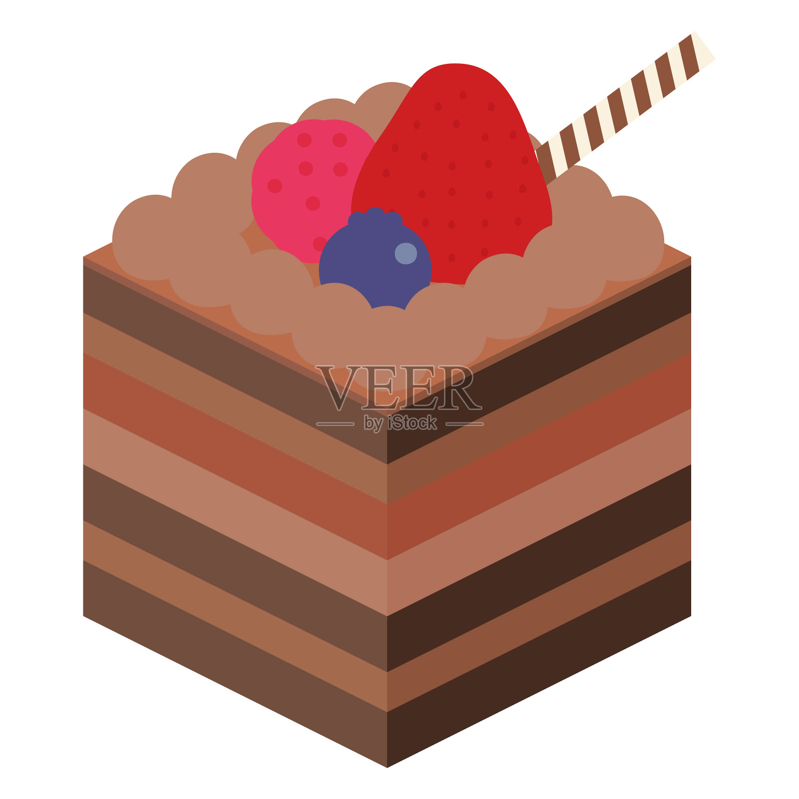 可爱的巧克力方形蛋糕插图插画图片素材