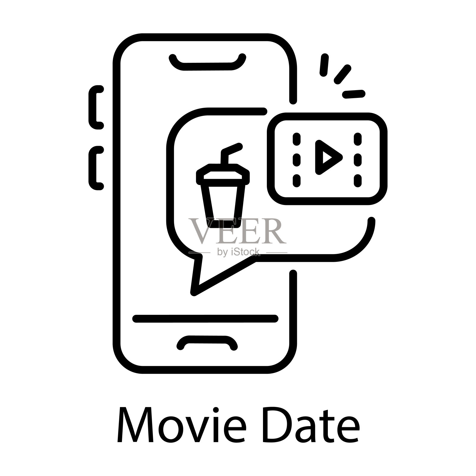 电影约会插画图片素材