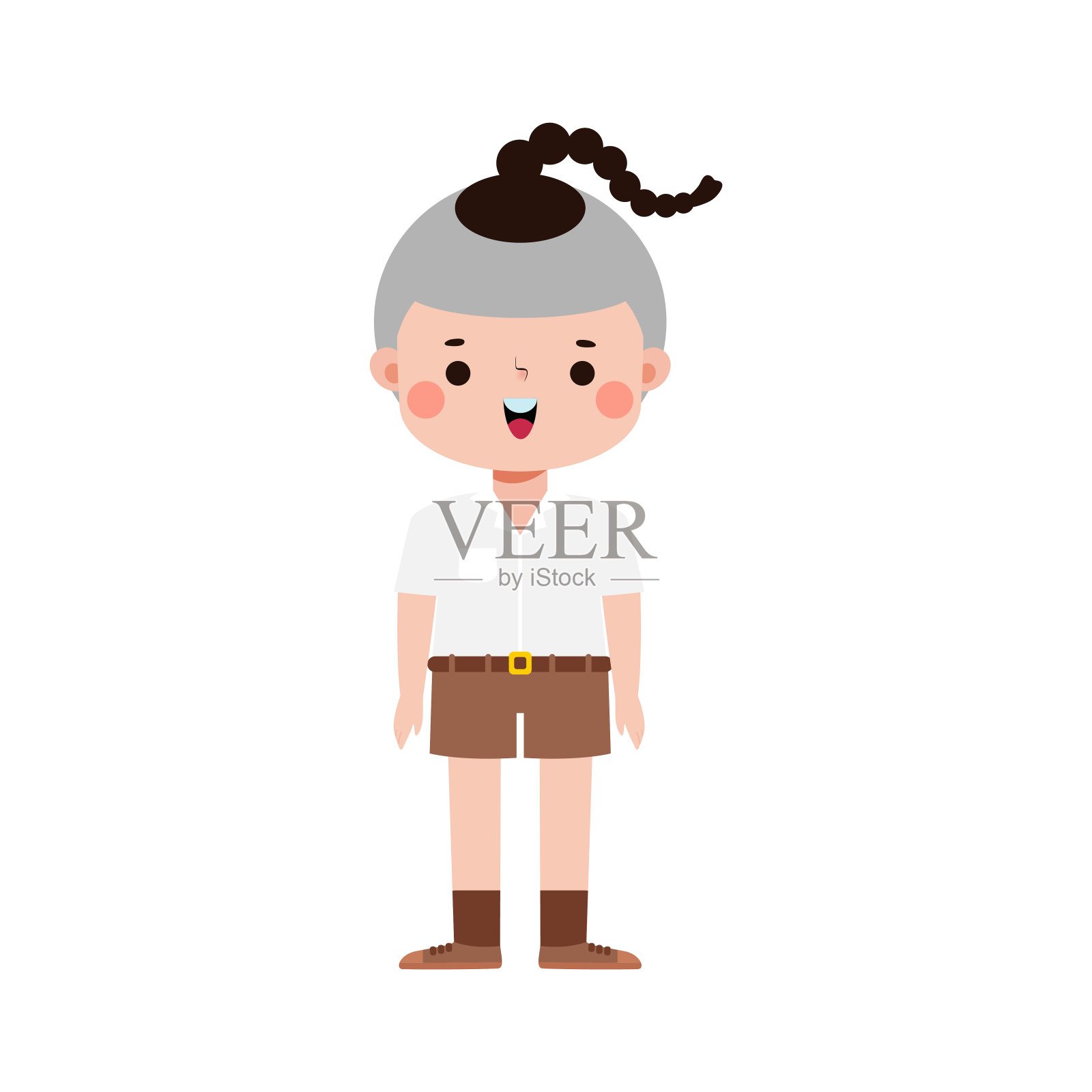 可爱的卡通泰国学生的性格，回到学校，矢量插图平面风格在白色的背景插画图片素材