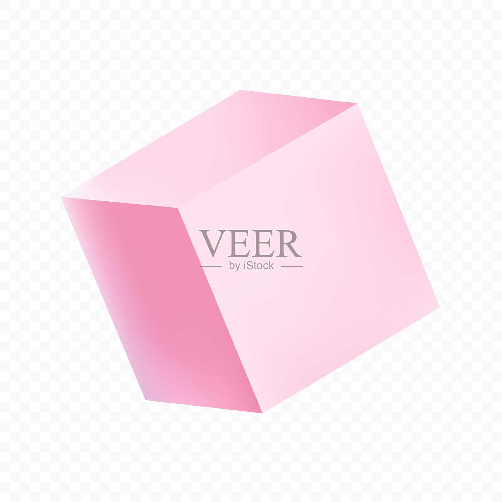 粉色立方体悬浮现实矢量插图。儿童玩具模型。透明背景上的简单几何形状3d元素插画图片素材