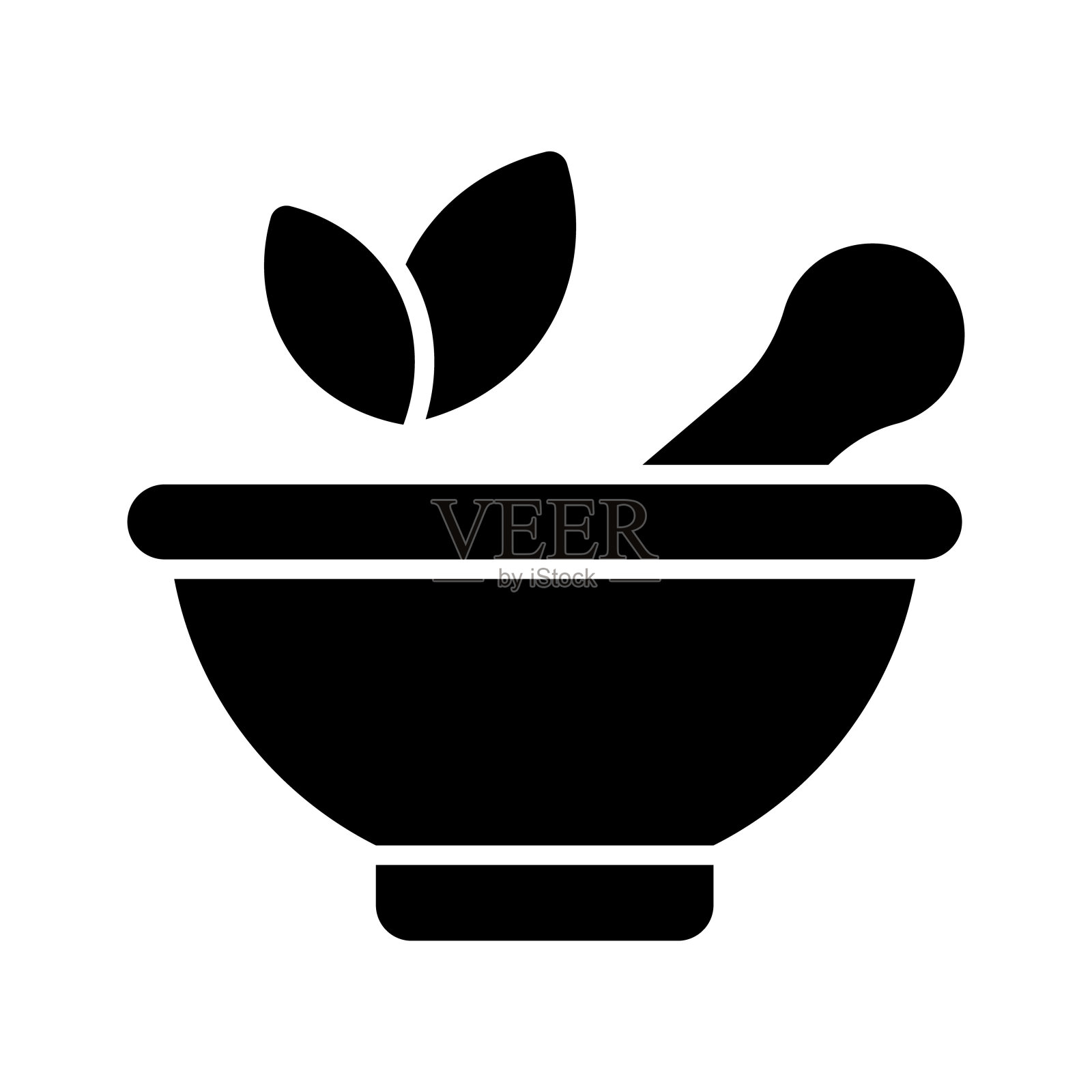 杵钵用草药概念的草药载体。插画图片素材