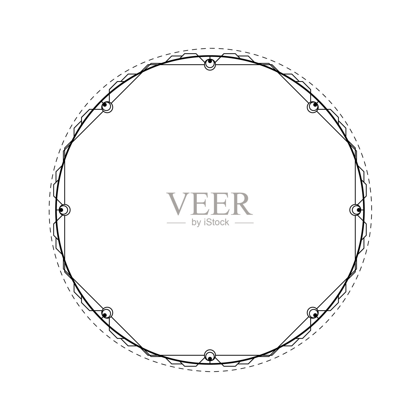 抽象黑色简单线条圆形与叶子叶子框架花涂鸦轮廓元素矢量设计风格素描孤立的插图婚礼和横幅插画图片素材