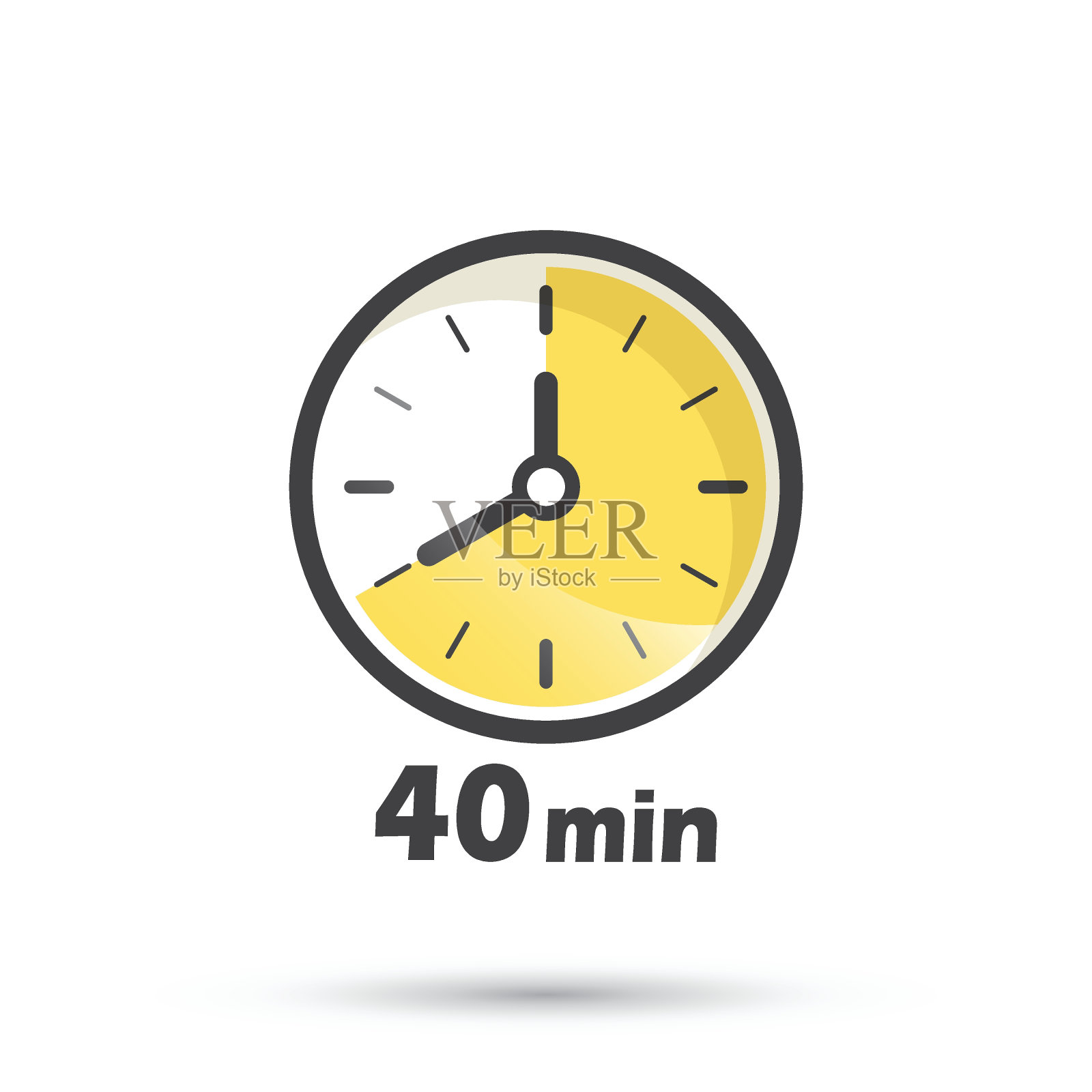 40分钟的秒表图标在平面风格。时钟面计时器矢量插图上孤立的背景。倒计时标牌经营理念。插画图片素材