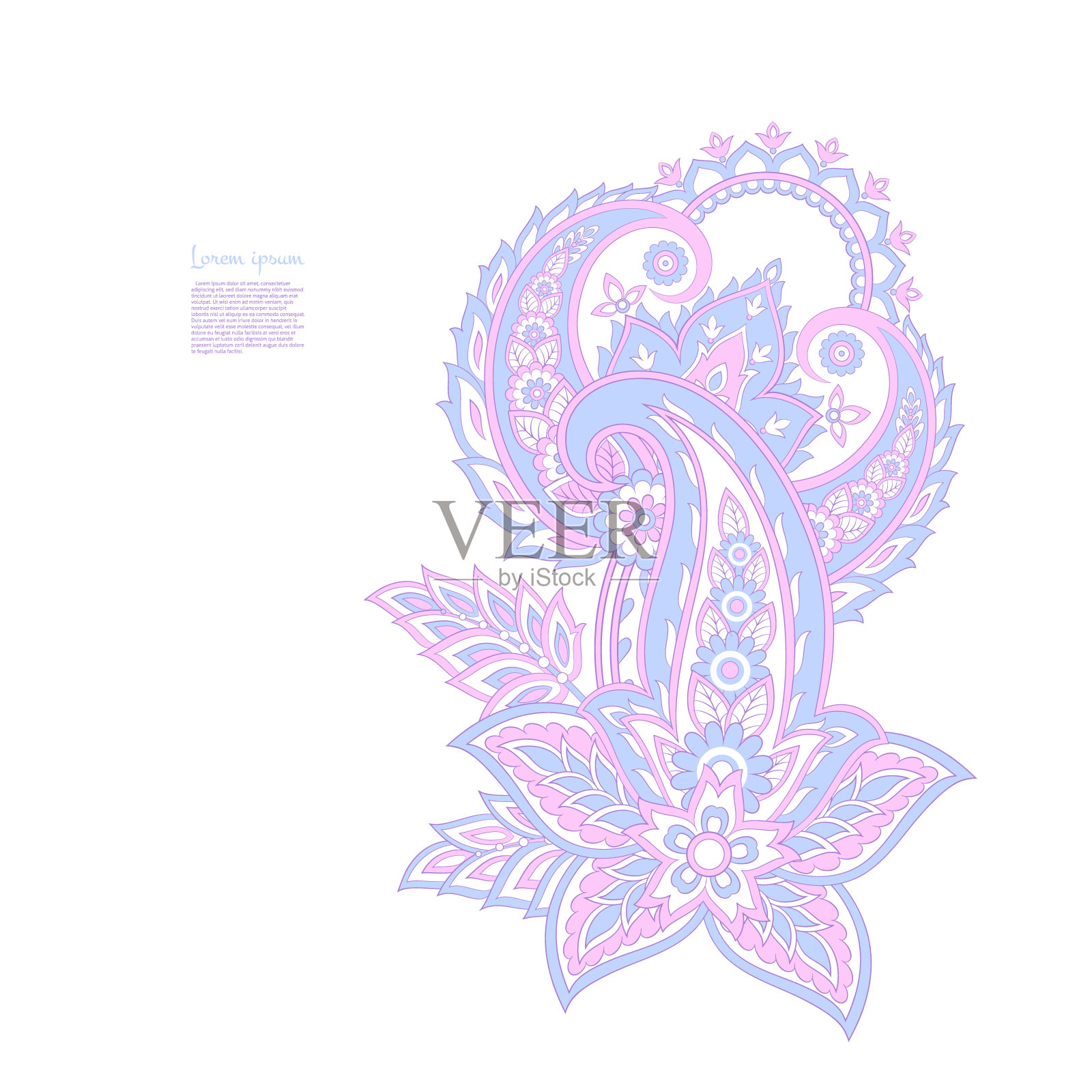 佩斯利花东方民族图案。矢量锦缎装饰插画图片素材