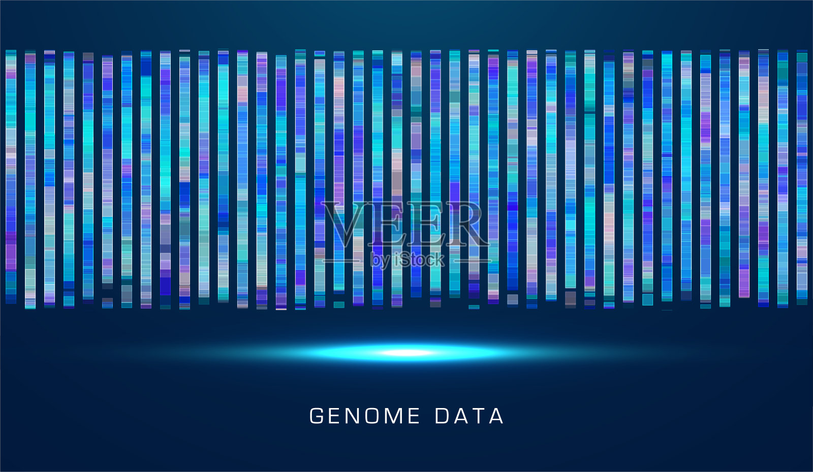 DNA基因组检测，基因组图谱。插画图片素材