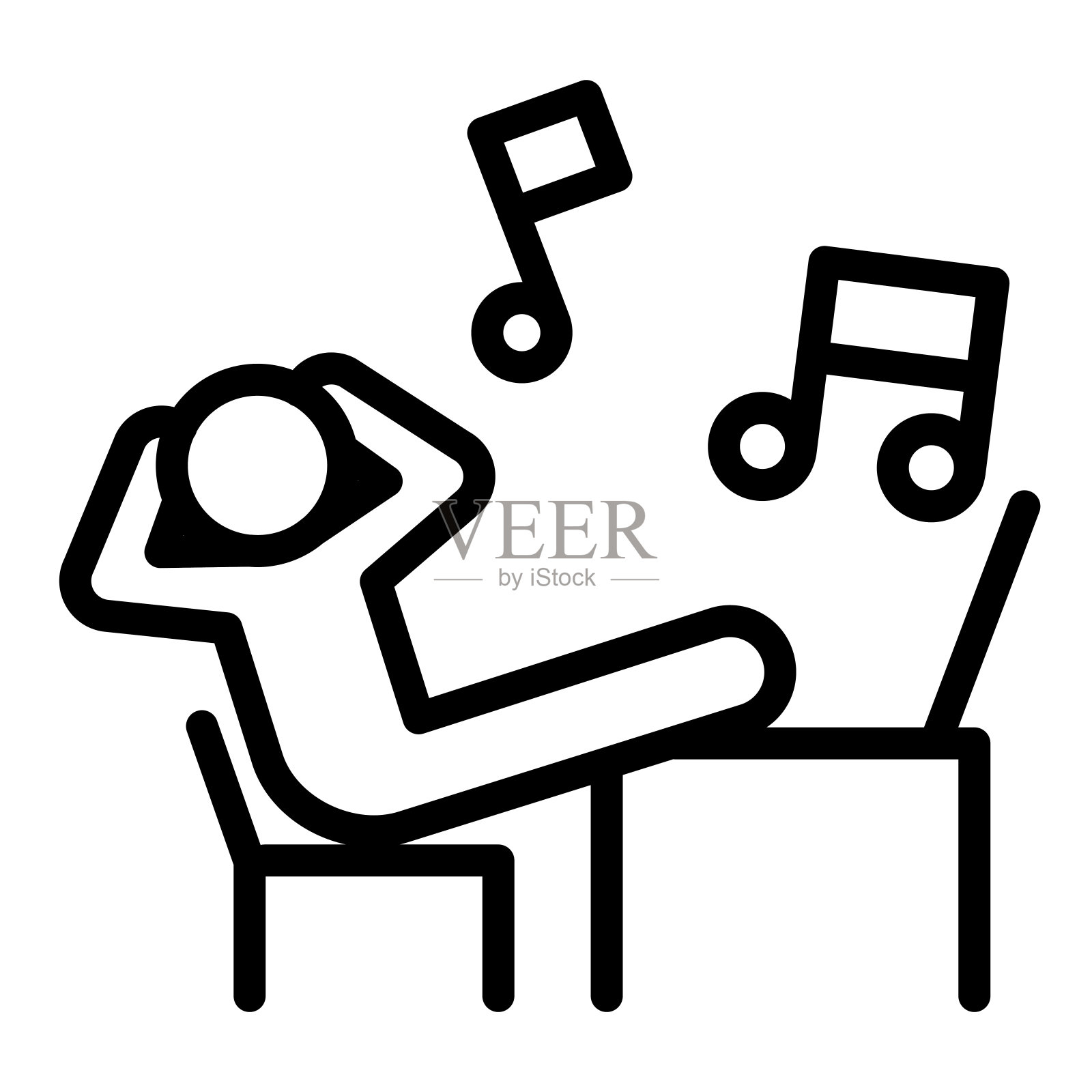 工作从家里图标细线风格矢量插图平面设计插画图片素材