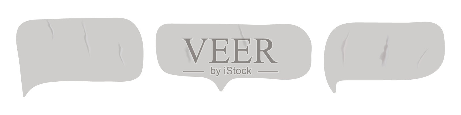 时尚的学校贴纸与现实的纹理。一组不同的灰色语音气泡。模板聊天，网络，社交媒体。插画图片素材