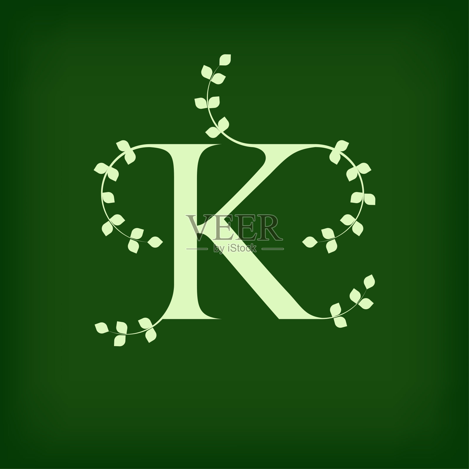 优质叶排版，字母K首字母设计插画图片素材