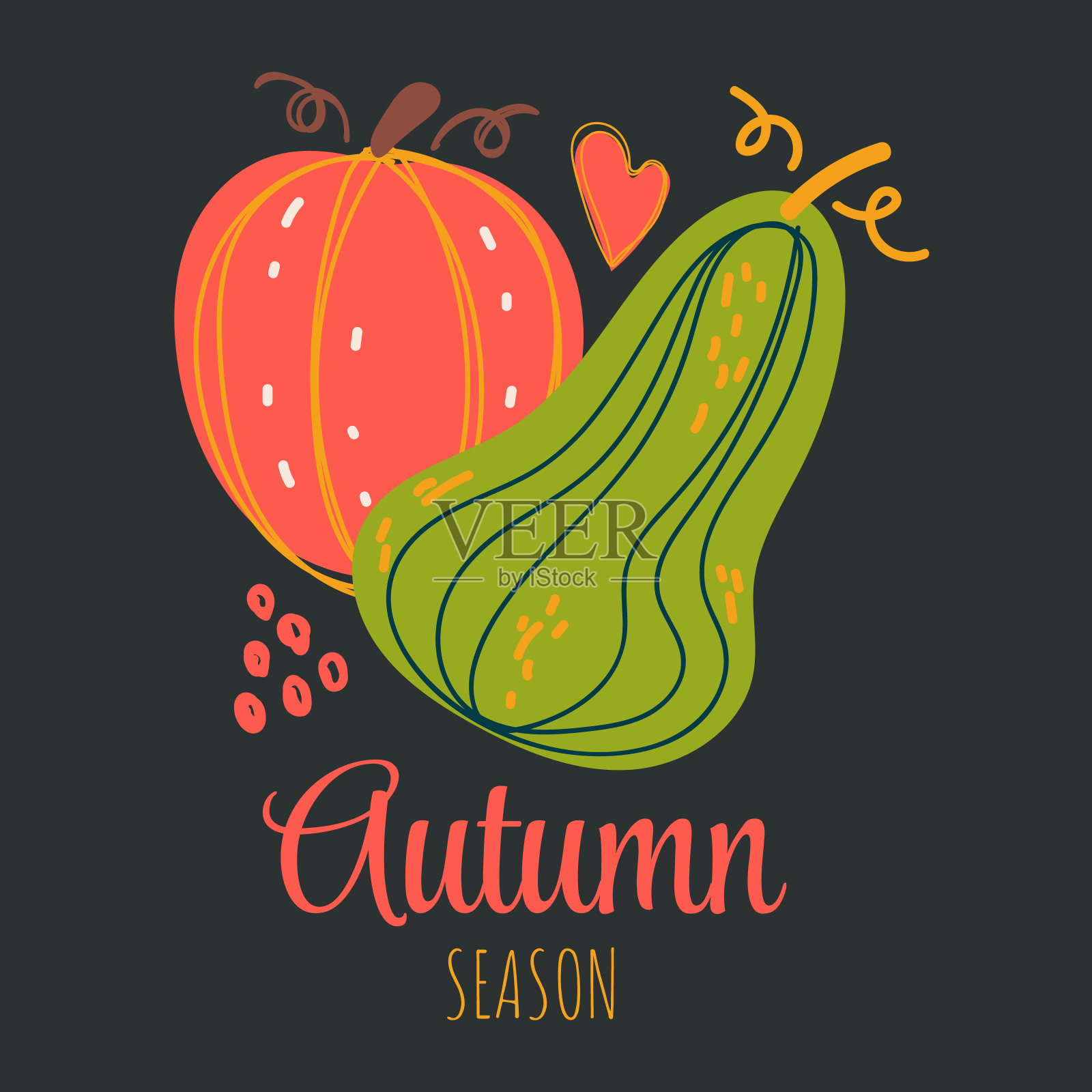 你好，秋天南瓜孤立概念。矢量卡通设计元素插图插画图片素材