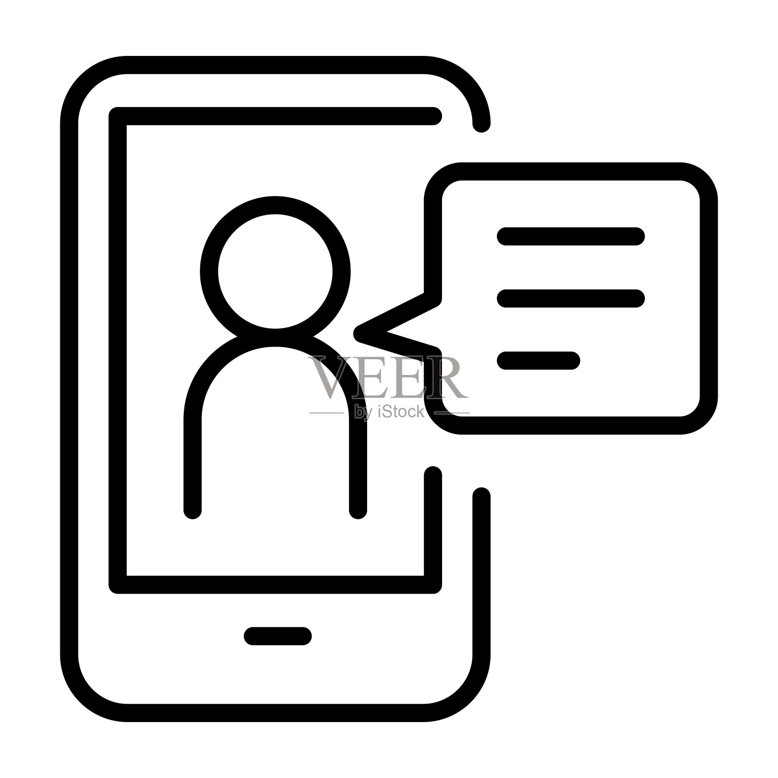 视频通话图标在细线风格矢量插图图形设计插画图片素材