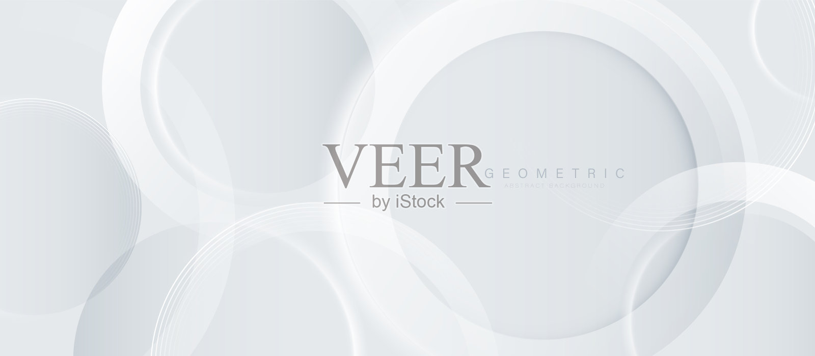 抽象的背景与白色和灰色的圆圈几何线条。现代简约时尚的线条图案水平。矢量图插画图片素材