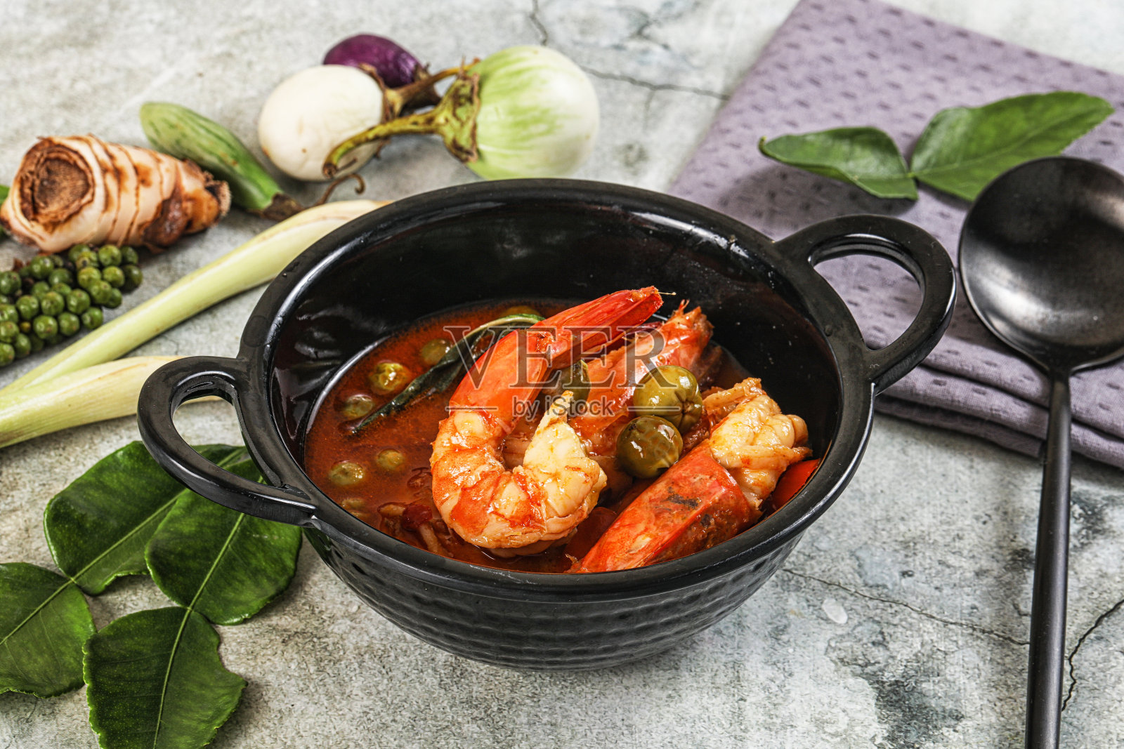 泰式咖喱虾仁照片摄影图片