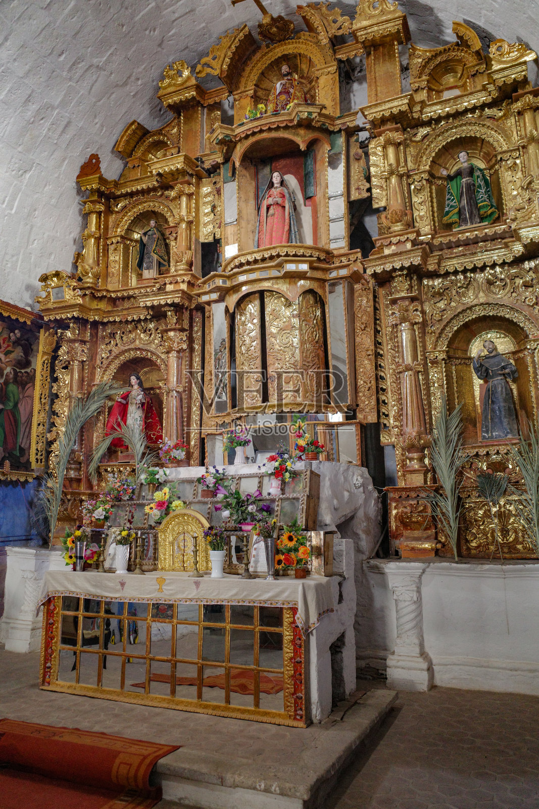 阿雷基帕殖民地教堂Iglesia de Sibayo的内部照片摄影图片