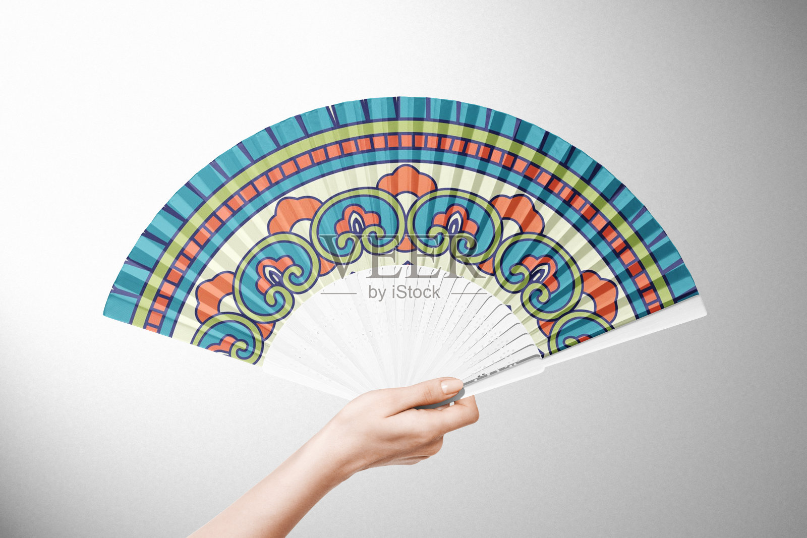 复古花卉装饰亚洲扇子照片摄影图片