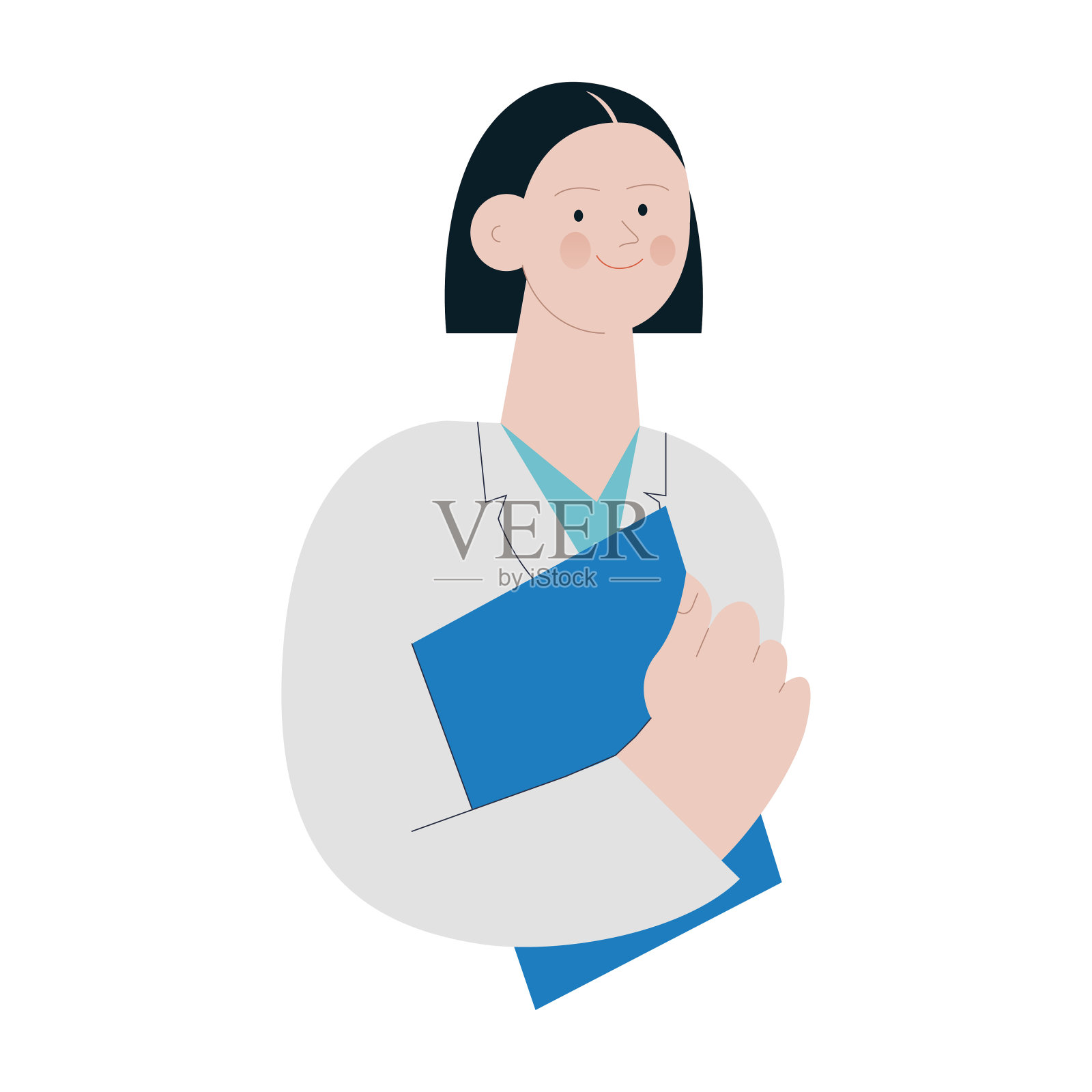 女医学专家。现代平面矢量概念插图。插画图片素材