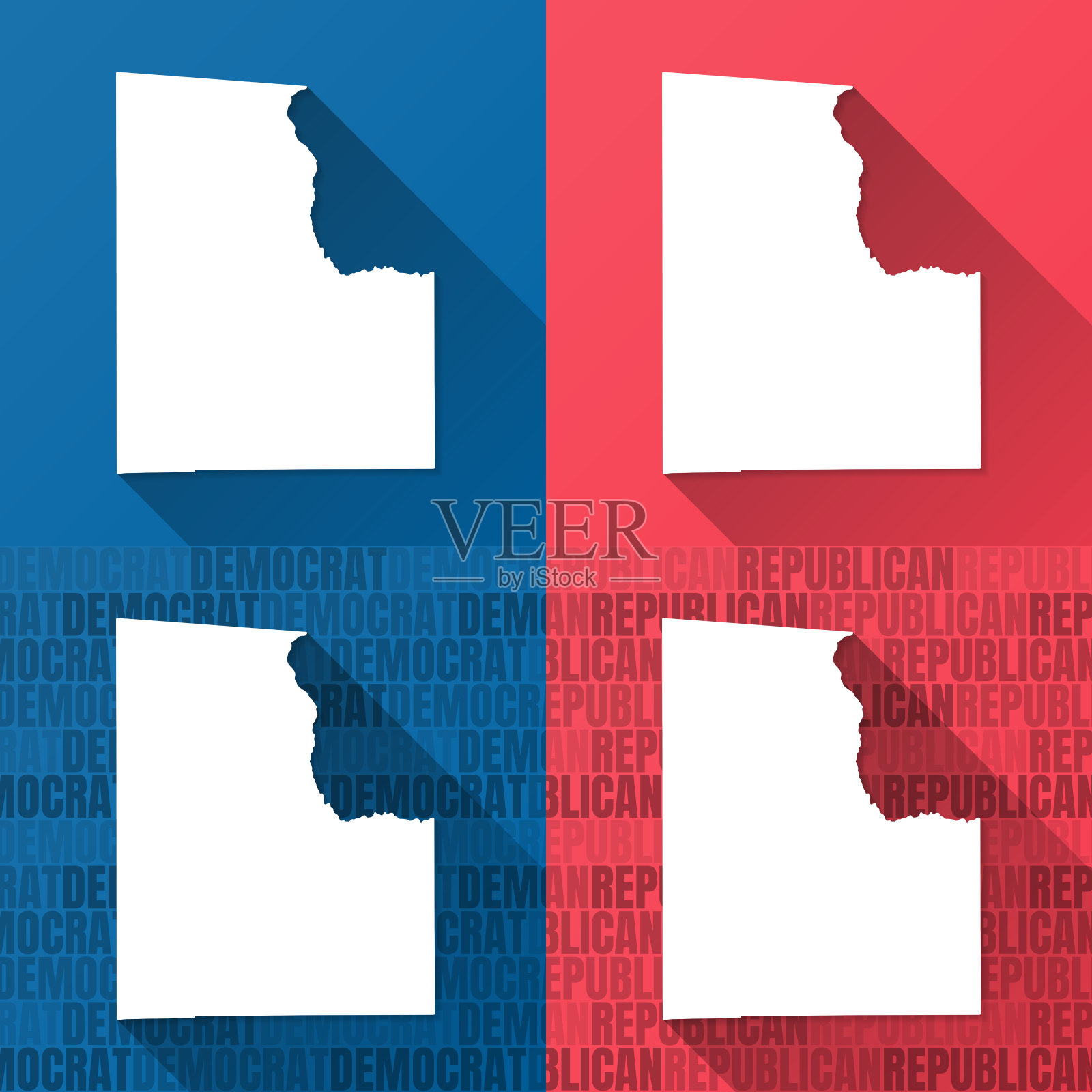 佛罗里达州贝克县。蓝色和红色背景的地图插画图片素材