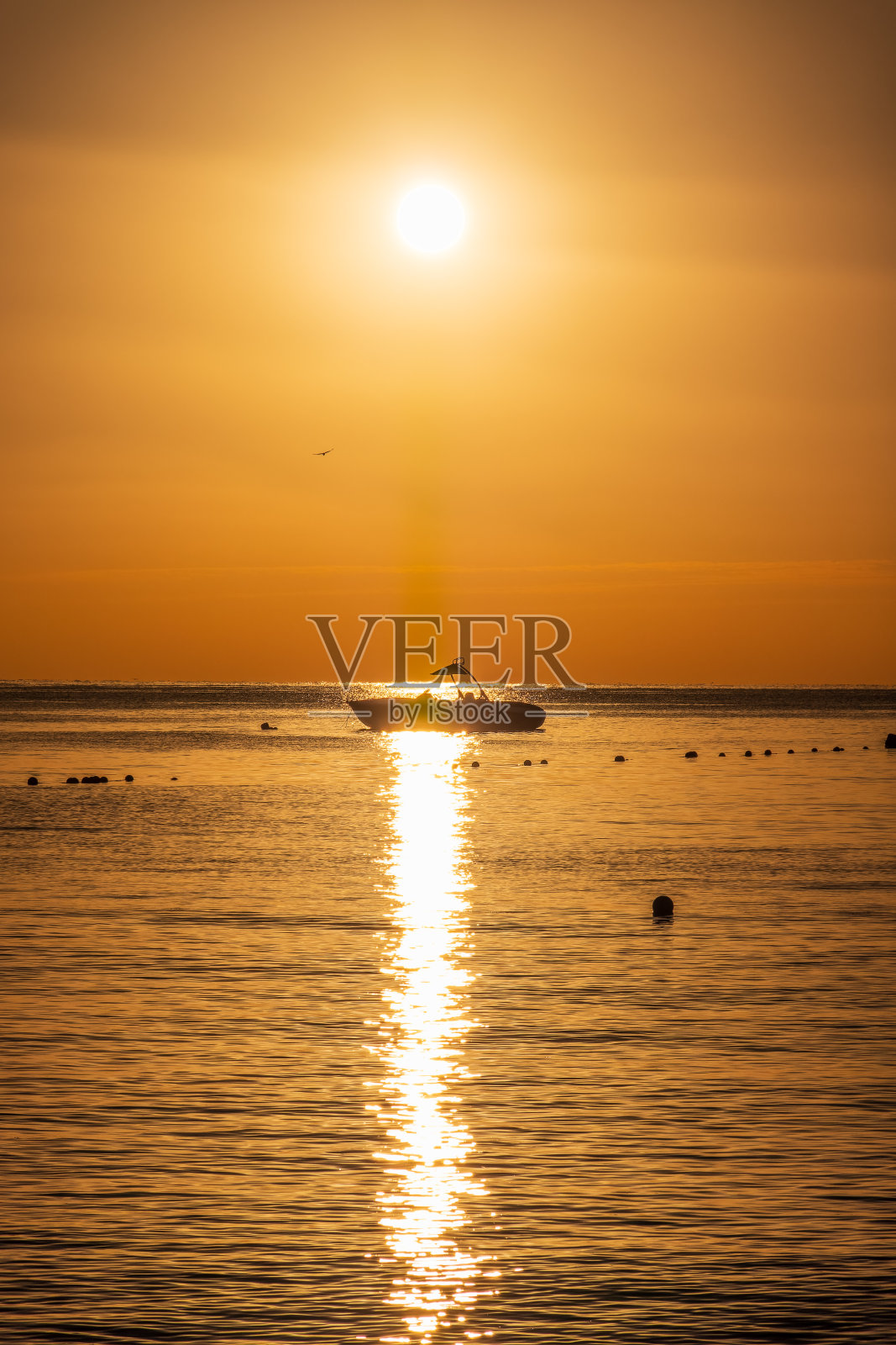 海上美丽的红橙色日出照片摄影图片