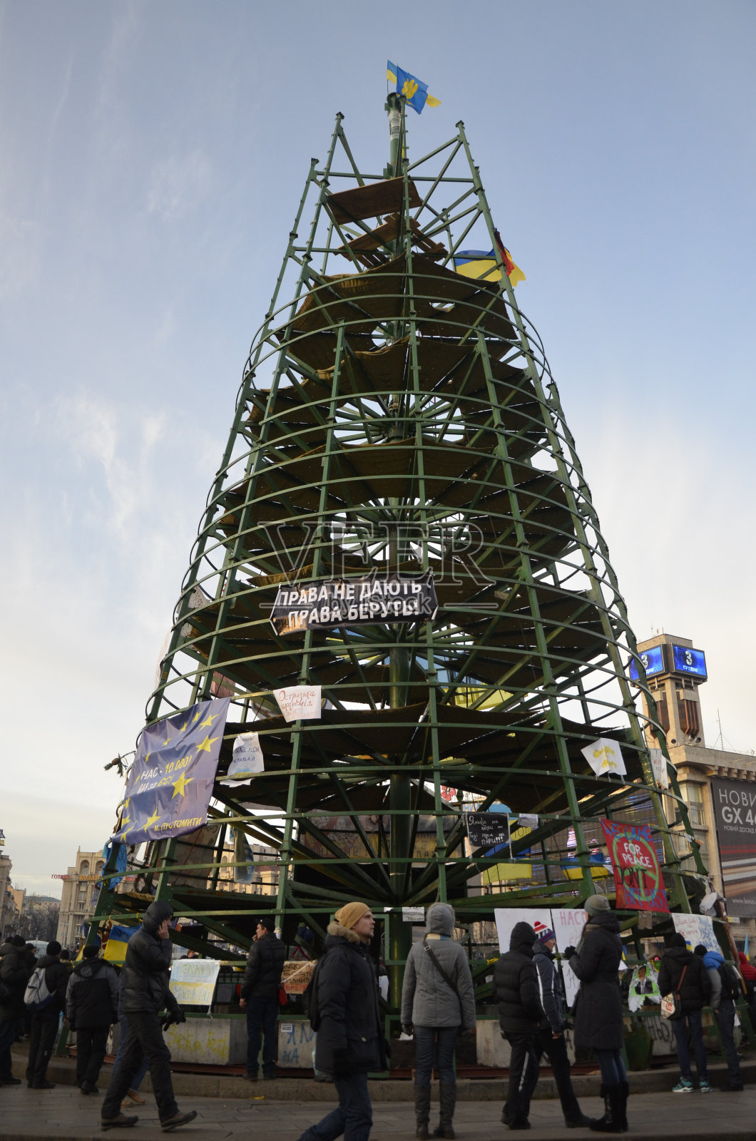 Evromaydane上的乌克兰树照片摄影图片