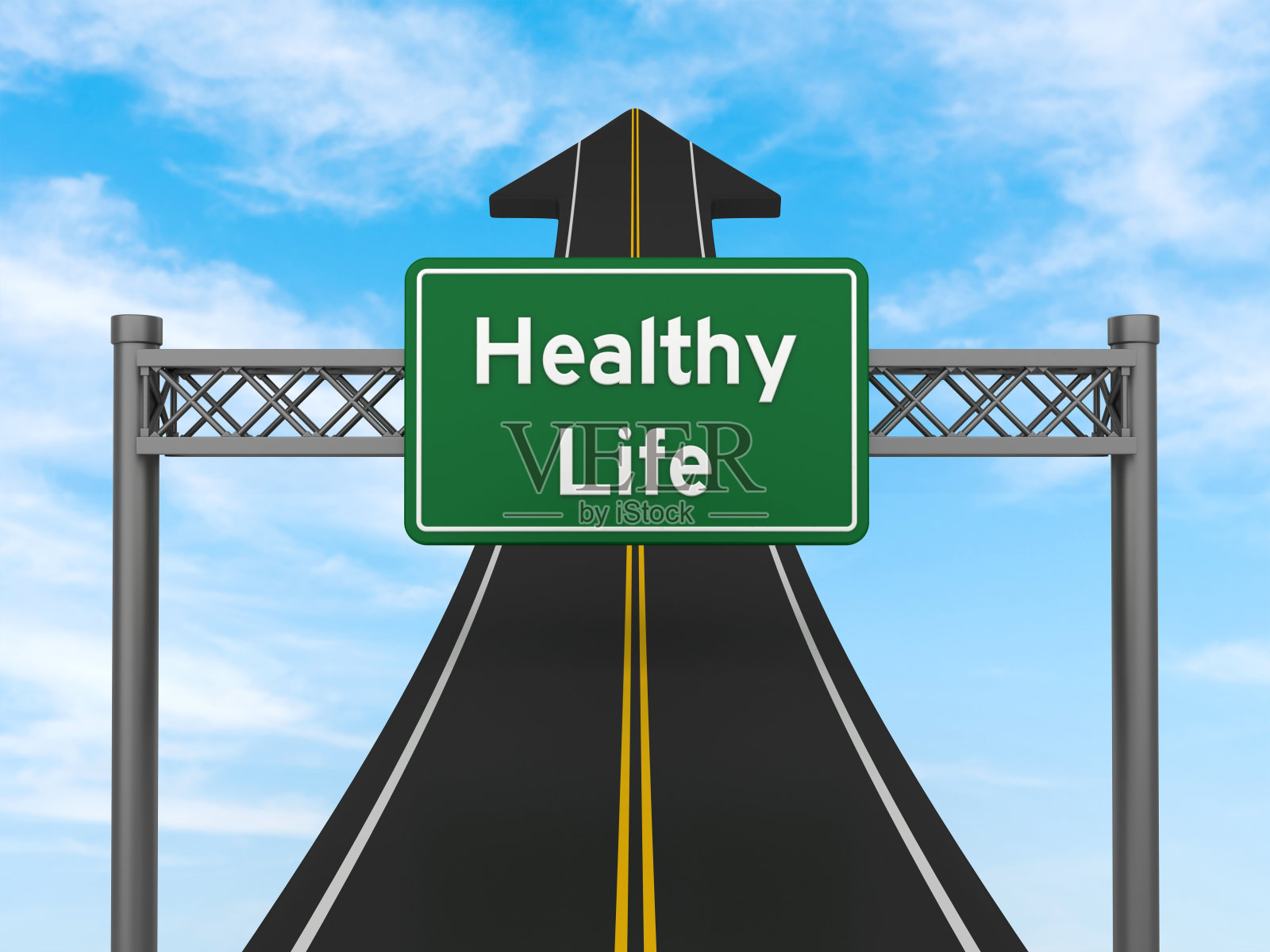 箭道健康生活路牌照片摄影图片