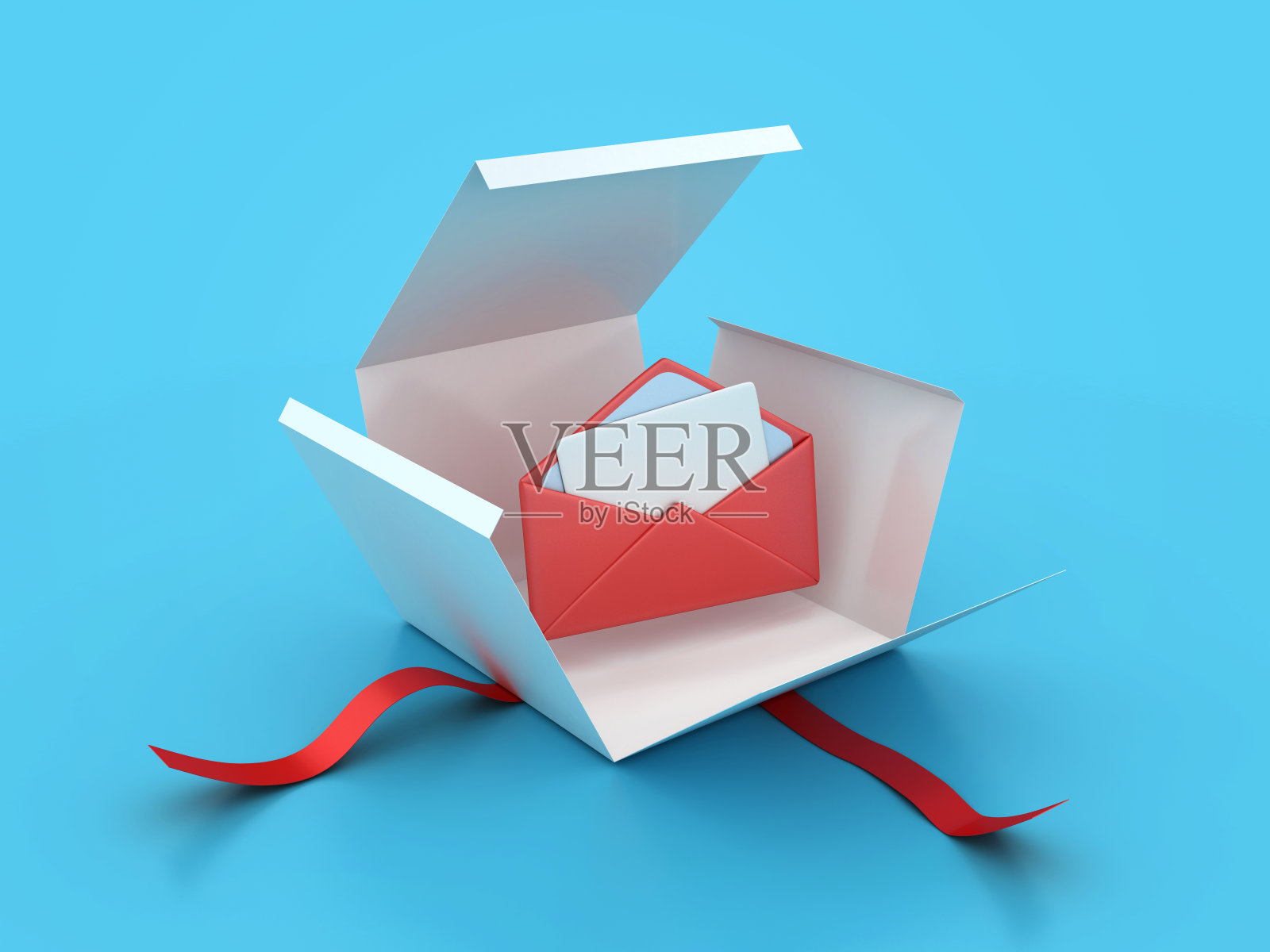 3D信封与礼盒照片摄影图片
