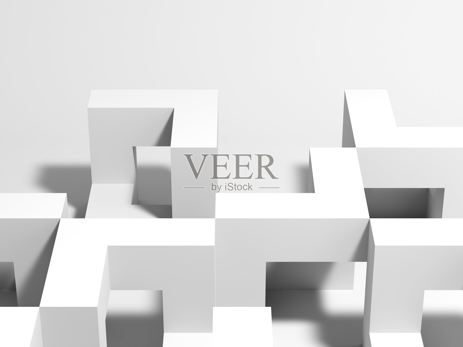 由立方体形状组成的抽象白色几何装置。3 d照片摄影图片