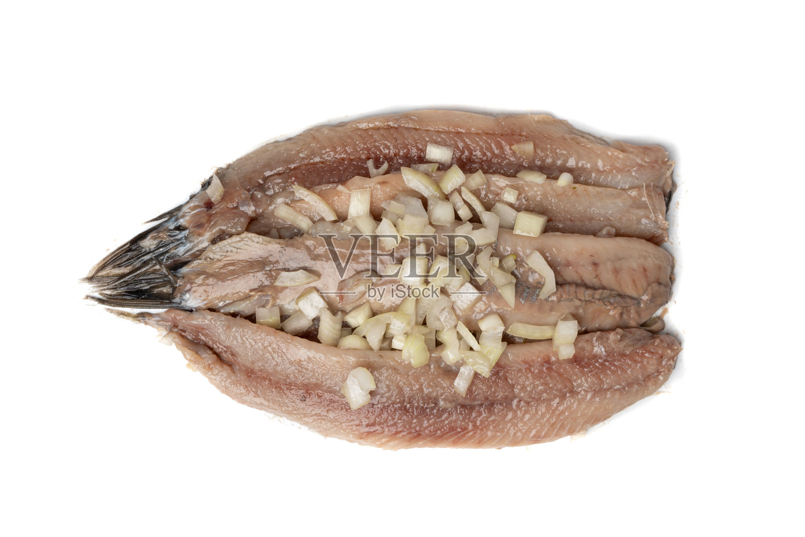 荷兰鲱鱼分离，咸鱼肉片，传统maatjes，生大西洋鲱鱼，matias照片摄影图片